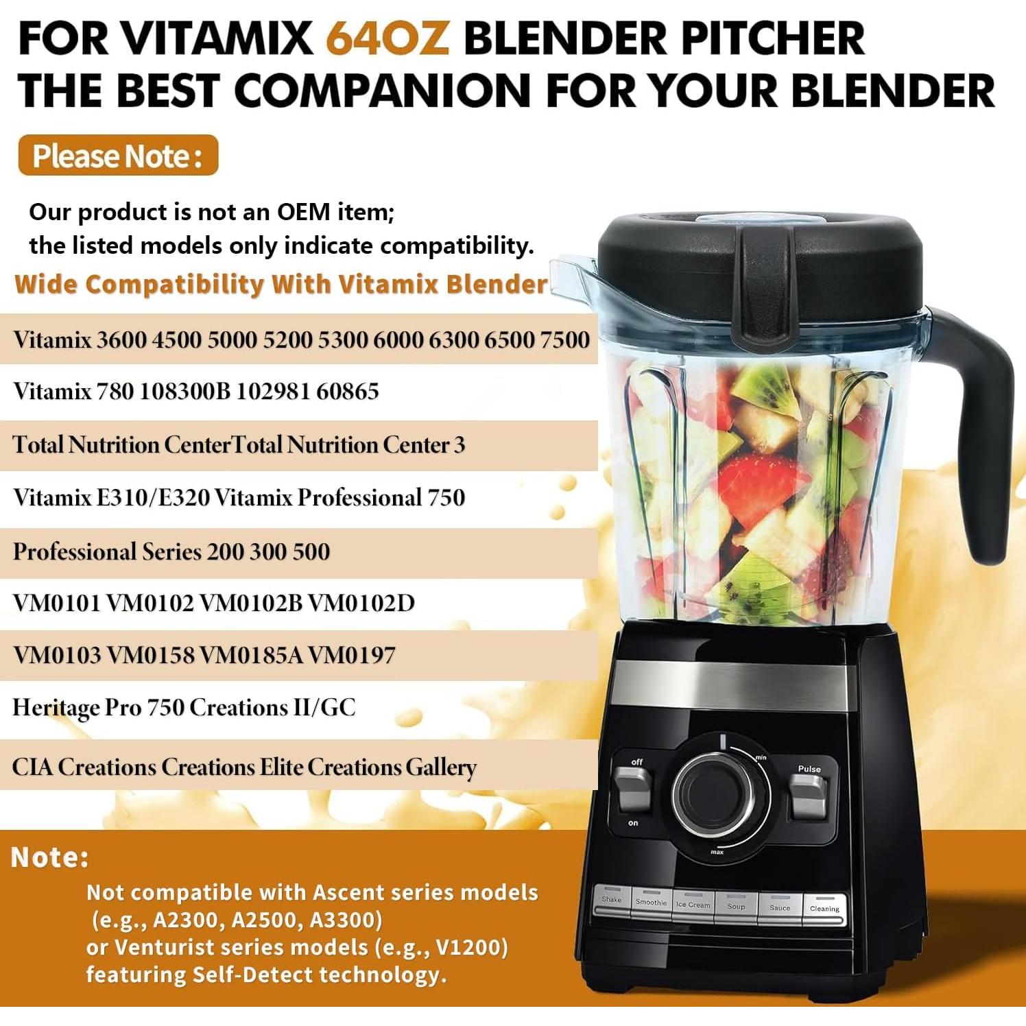 Jarra de Mezcla de 1.89L Deuovht para Vitamix 750, 5200, 5000