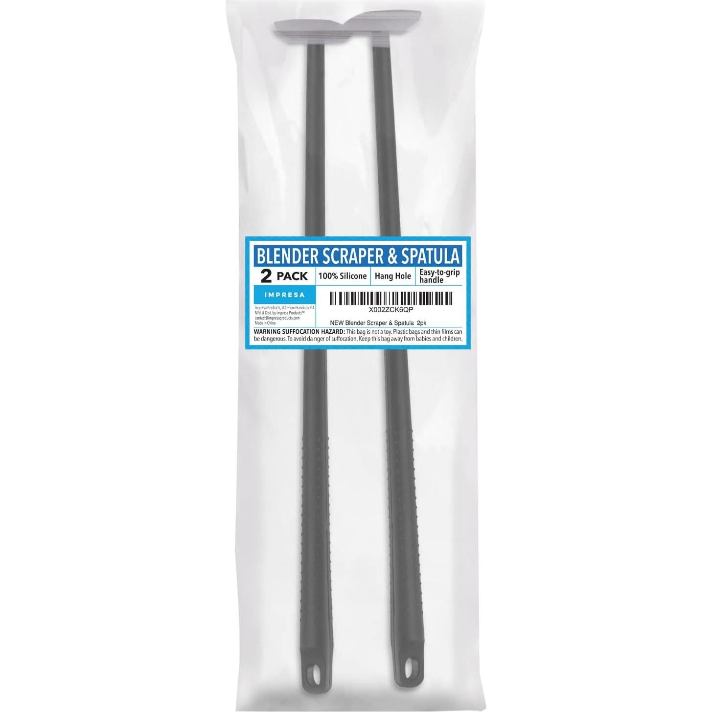 Espátula de Silicona IMPRESA 35.56 cm Negra 2-Pack para Batidora