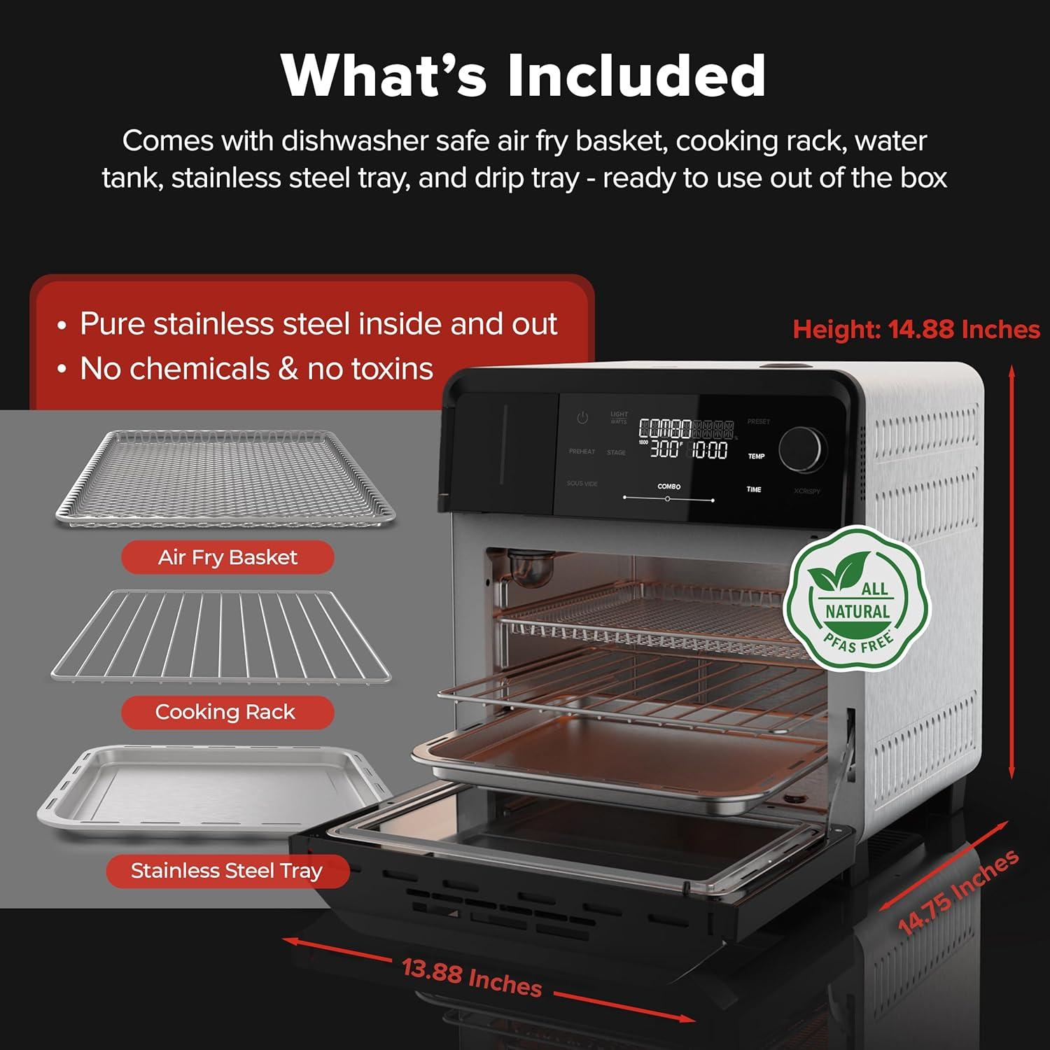 Horno de Vapor y Freidora Nuwave 16qt Acero Inoxidable 120 Presets