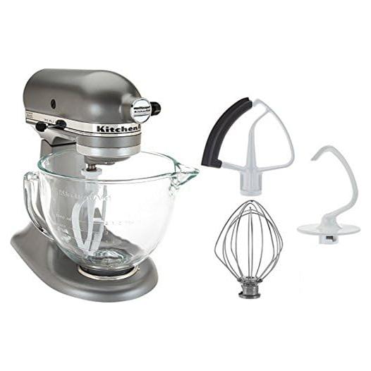 Batidora de Pie KitchenAid 5 Qt con Tazón de Vidrio - Plata