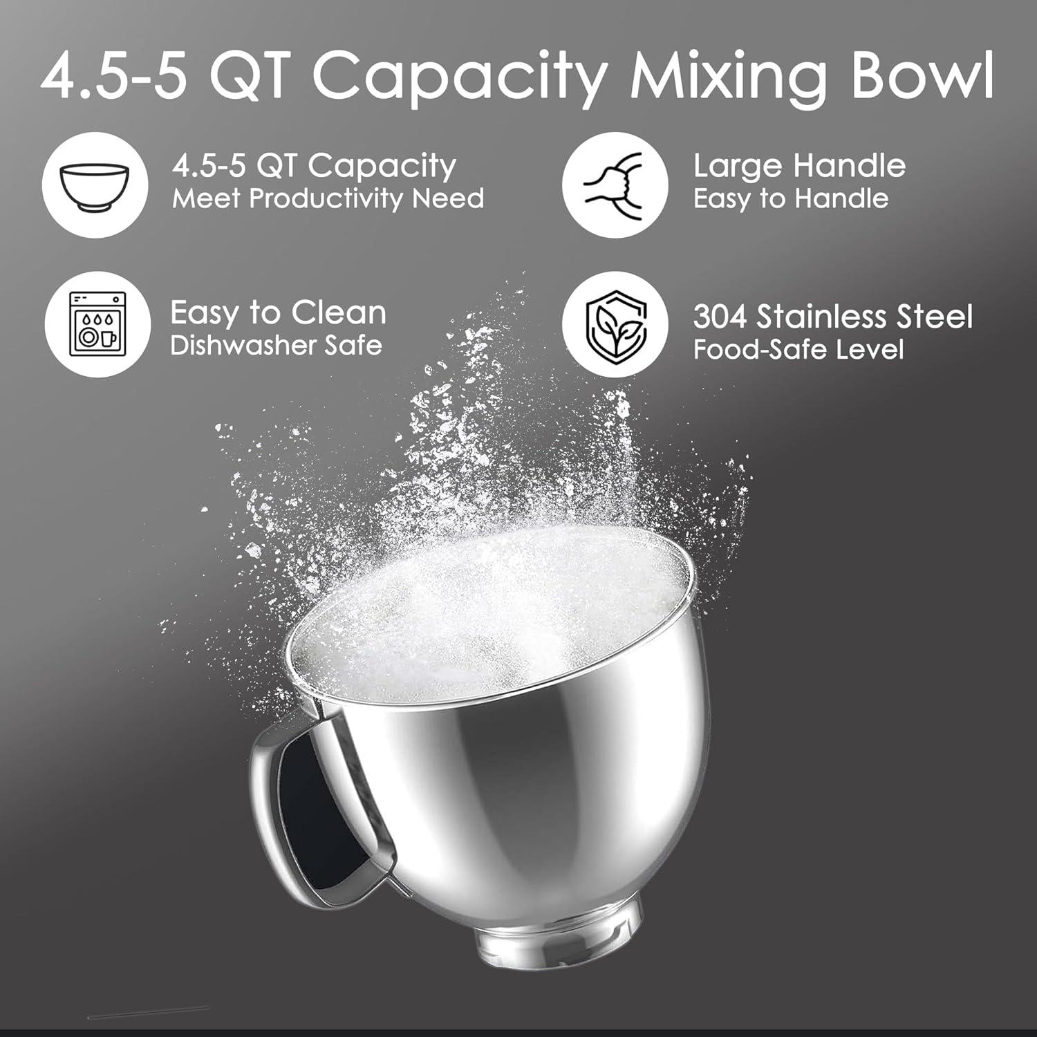 Tazón de Mezcla Acero Inoxidable KITOART 5QT para KitchenAid