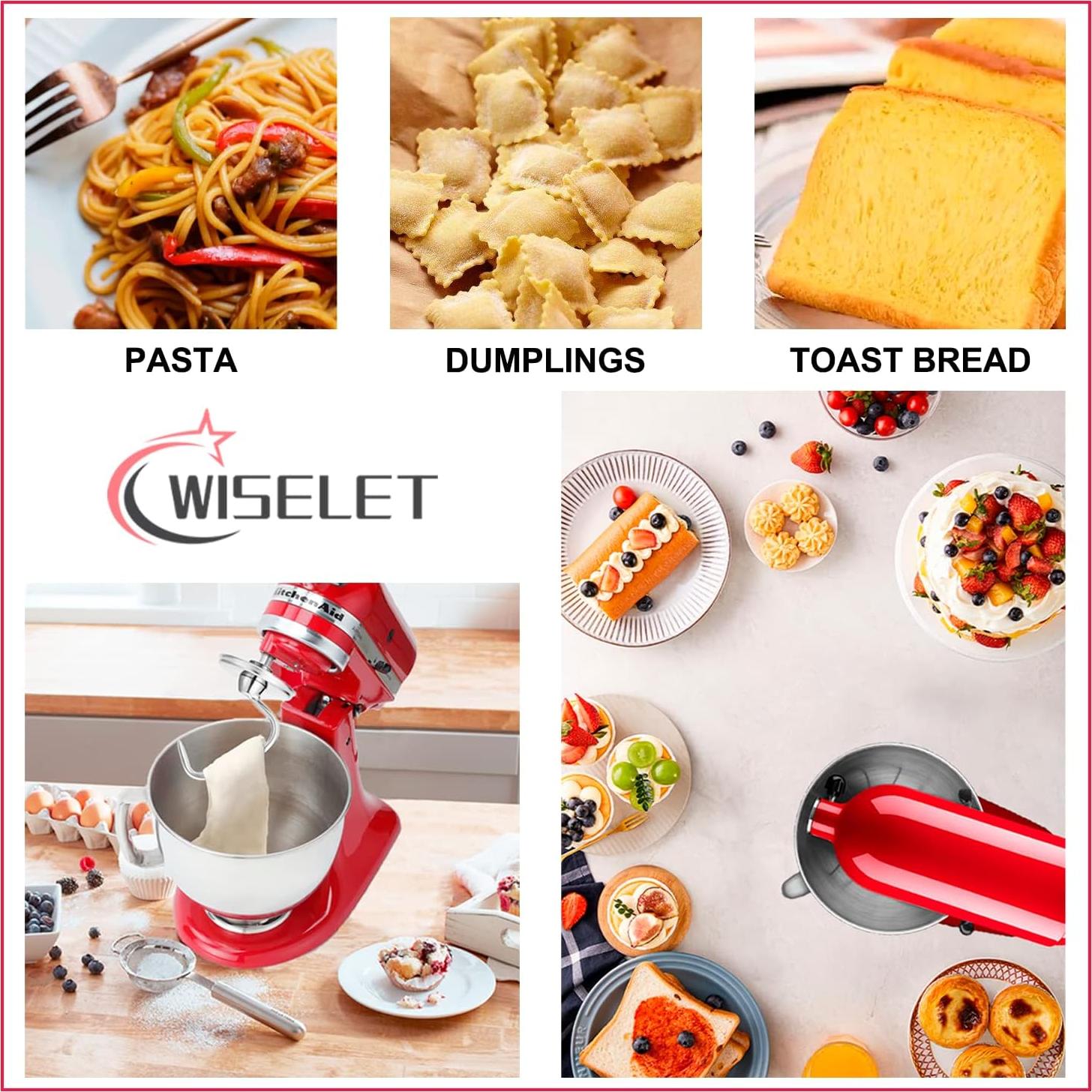 Gancho de masa de acero inoxidable Wiselet para KitchenAid 4.5-5L