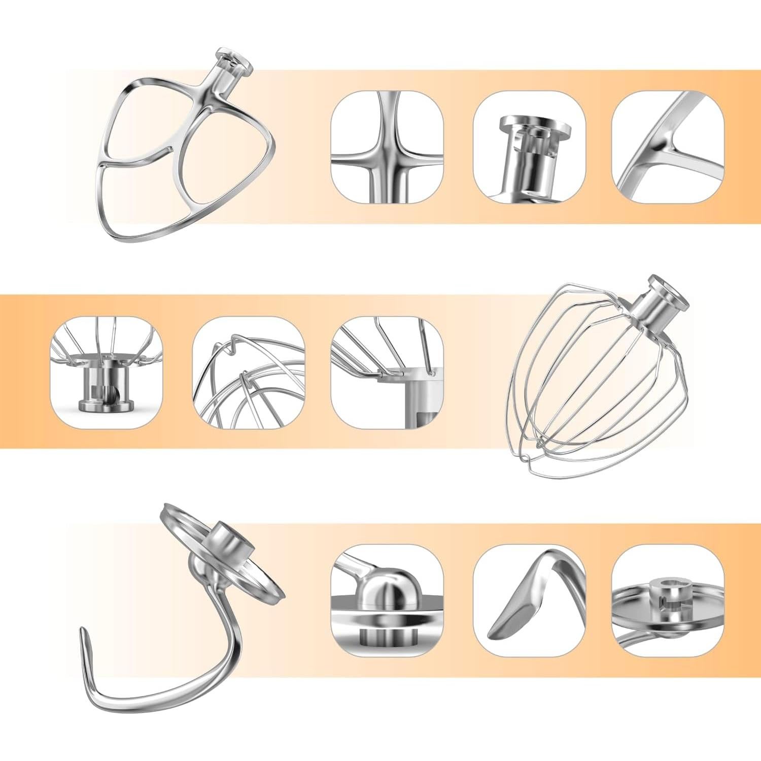 Accesorios de Mezclador KitchenAid 3 Piezas Acero Inoxidable 4.5-5QT