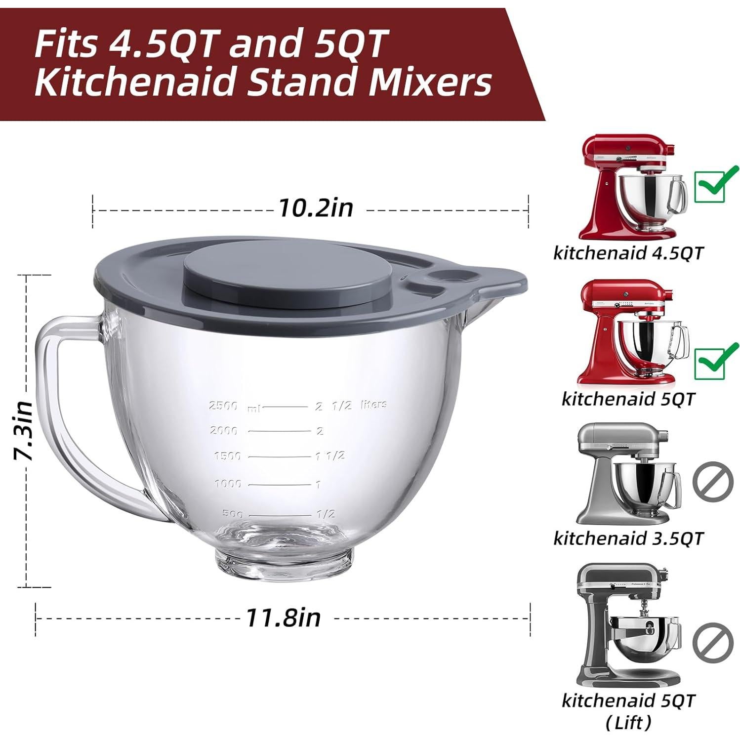 Tazón de Vidrio Gdrtwwh para Batidora KitchenAid 4.5-5QT