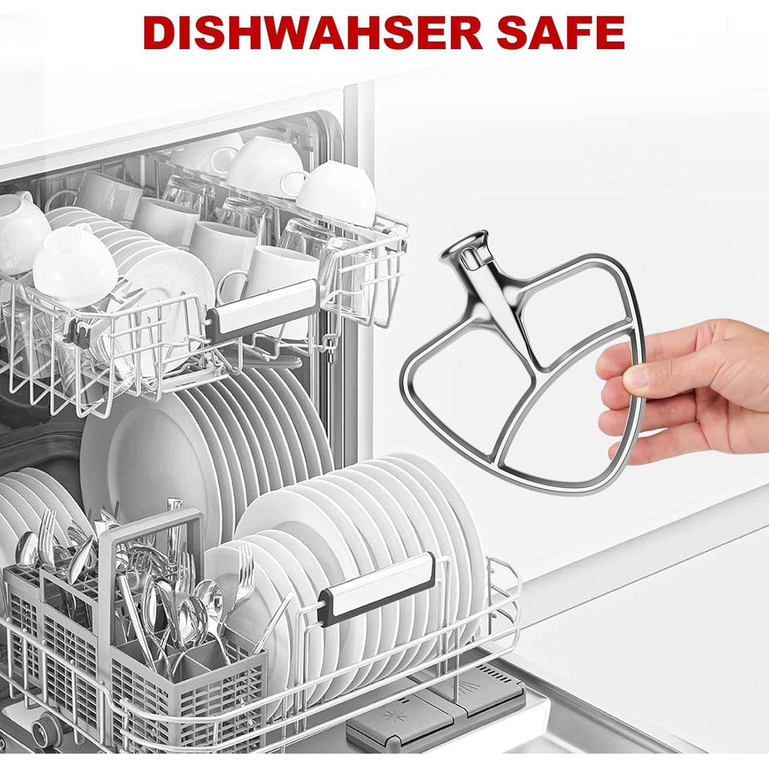 Batidor Plano de Acero Inoxidable GVODE para KitchenAid 4.5-5QT