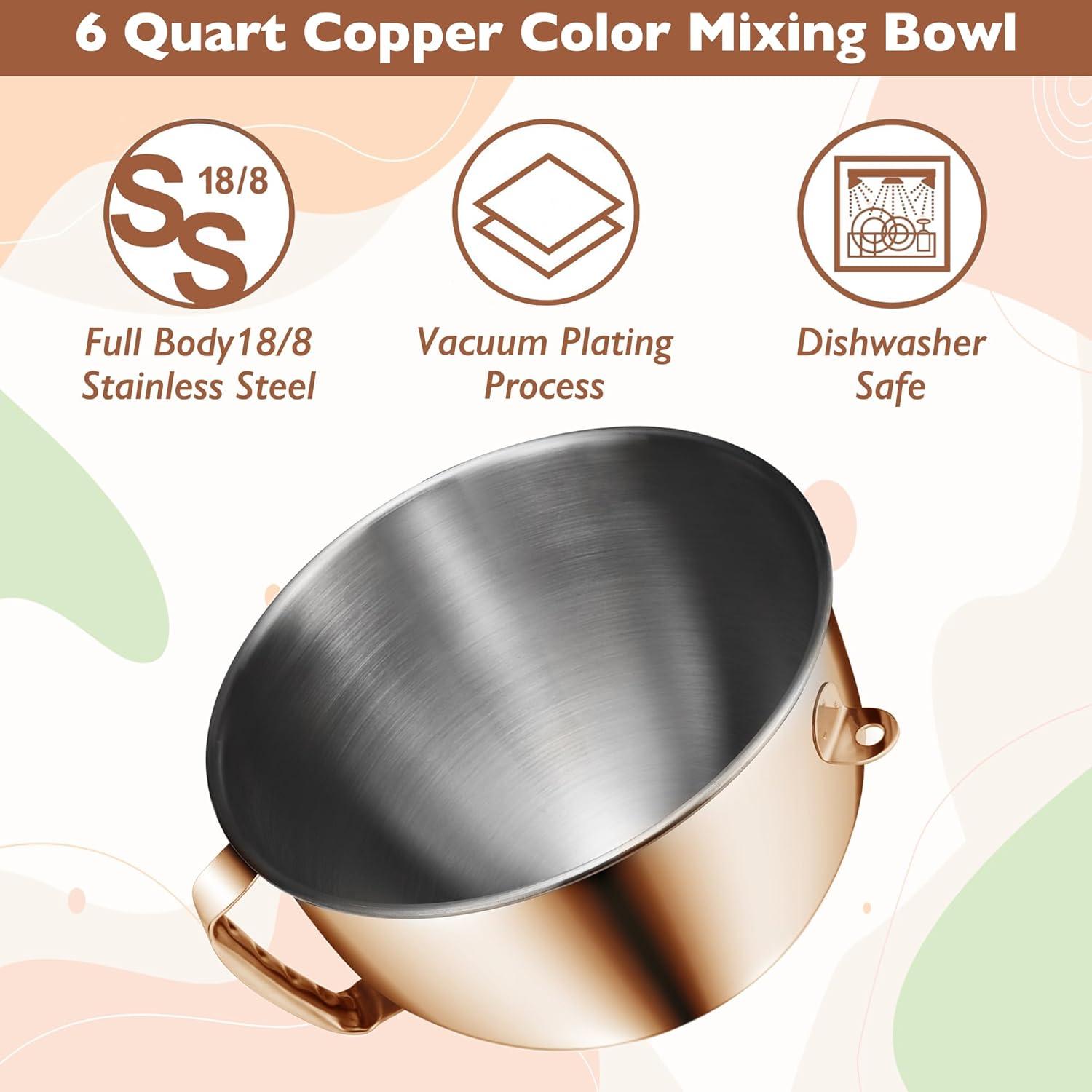 Tazón Mezclador Acero Inoxidable Wiselet 6 Cuartos Cobre