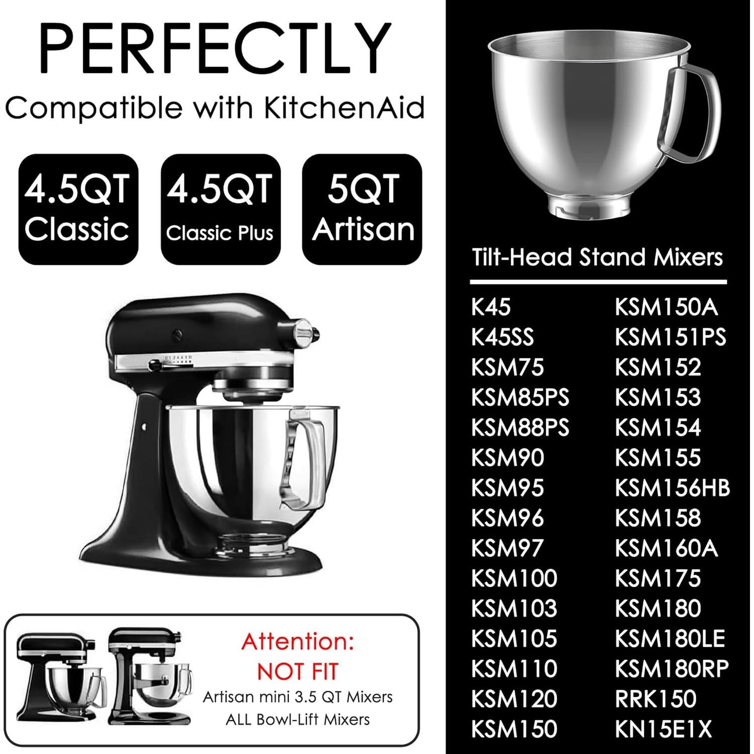 Tazón de Mezcla Acero Inoxidable 5QT GLINK para KitchenAid