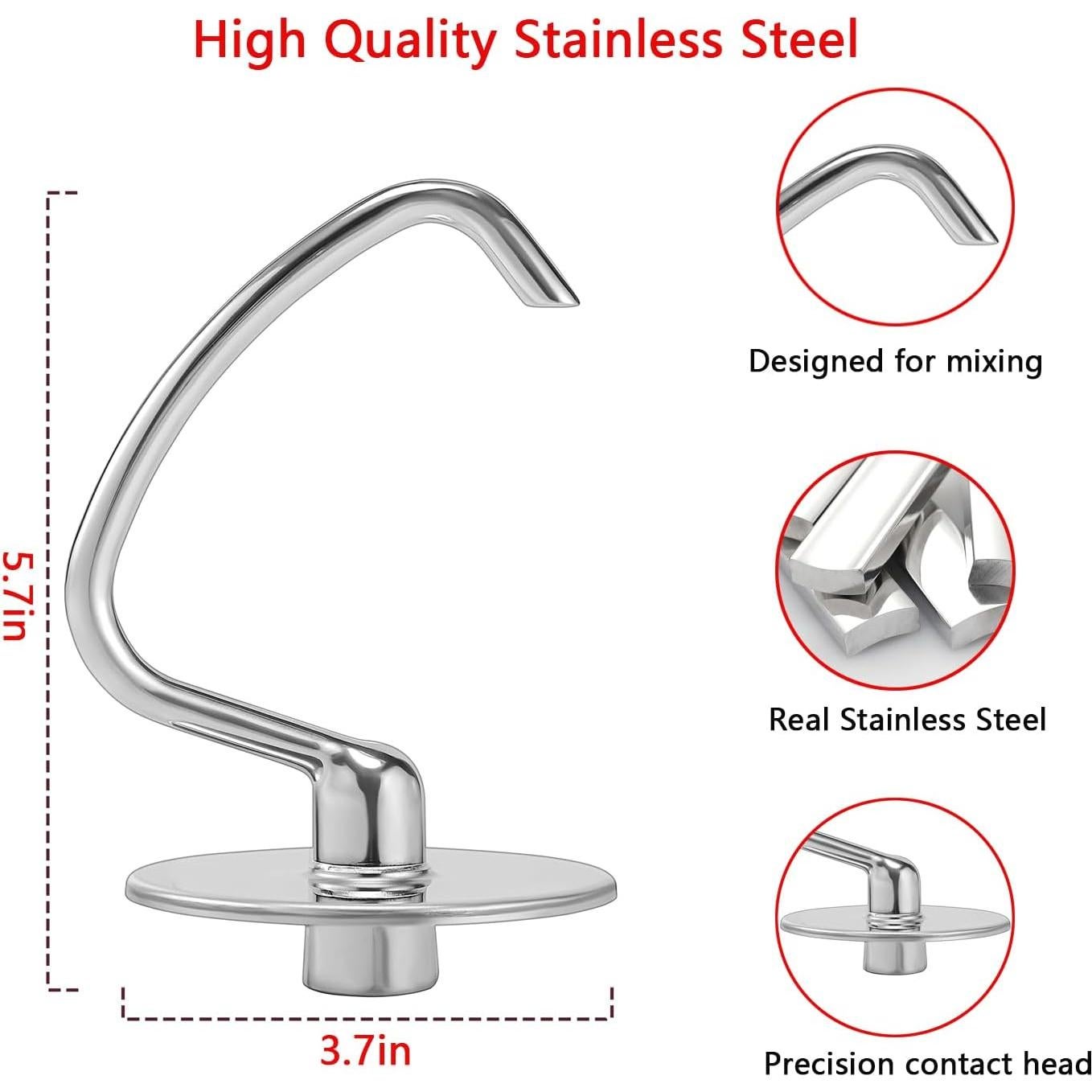 Gancho de Masa Acero Inoxidable KitchenAid 4.5-5QT