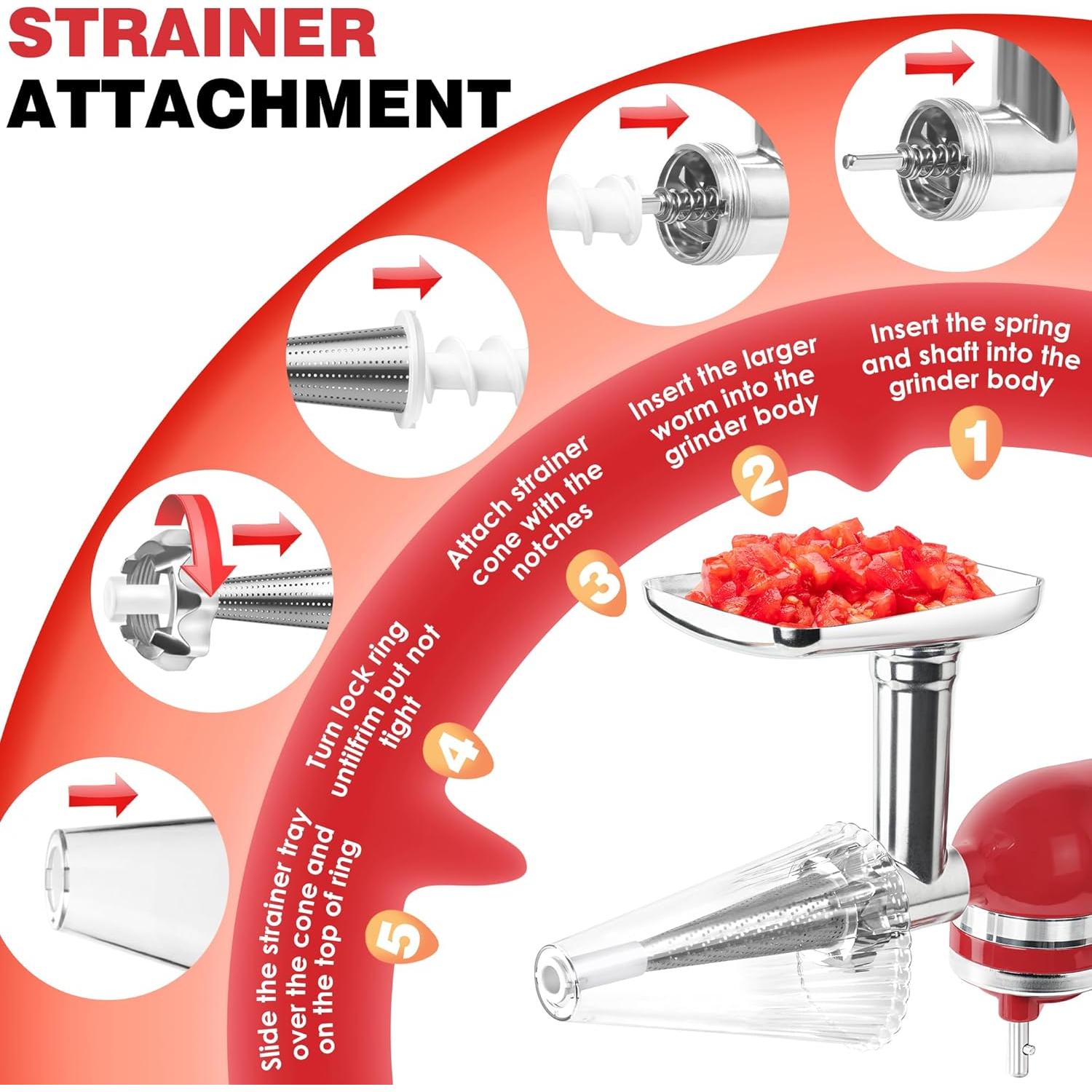 Juego de colador y picadora GLINK para batidora Kitchenaid