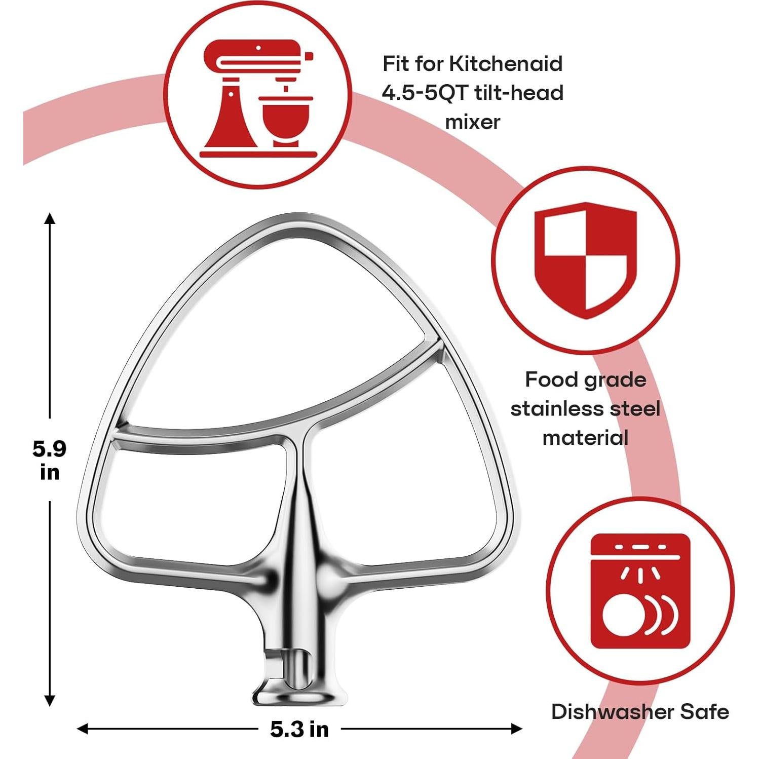 Batidor de Bisel Flexible Gvode Acero Inoxidable 4.5-5Qt KitchenAid