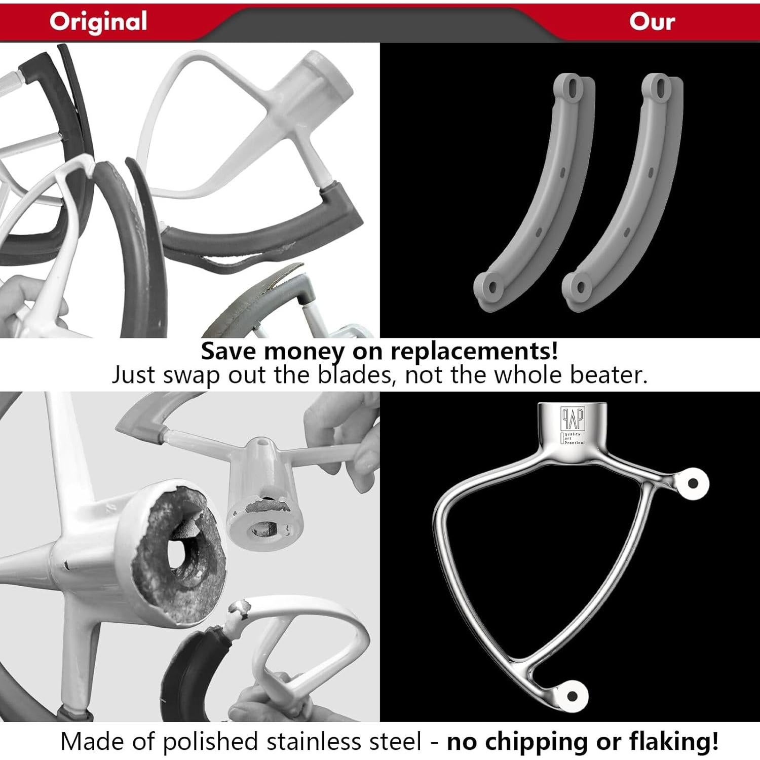 Batidor Flexible Pro FEB3 para KitchenAid 3.5QT - Acero Inoxidable