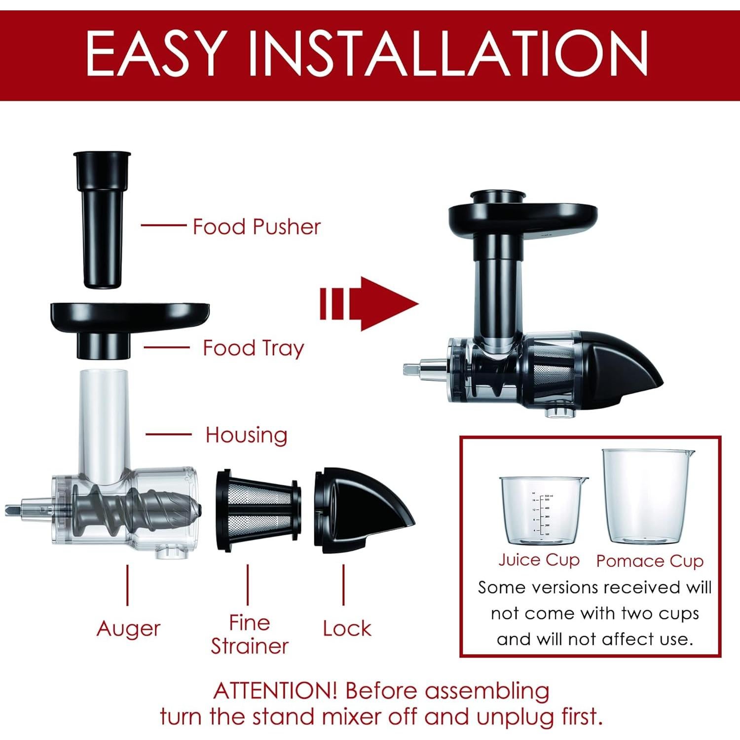 Extractor de Jugo Masticador KITOART para Batidoras KitchenAid