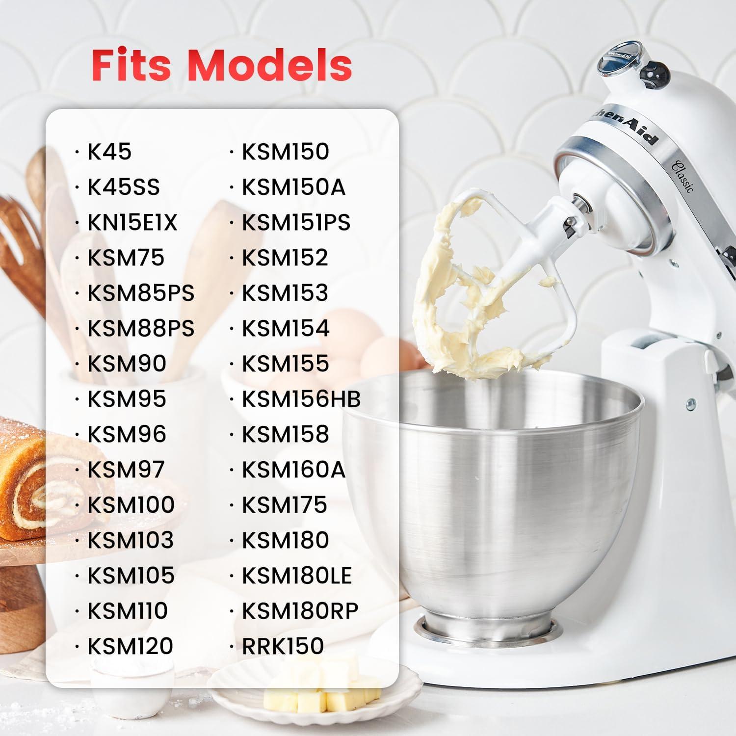 Batidor Plano Revestido KitchenAid K45B 15.5x14cm Blanco