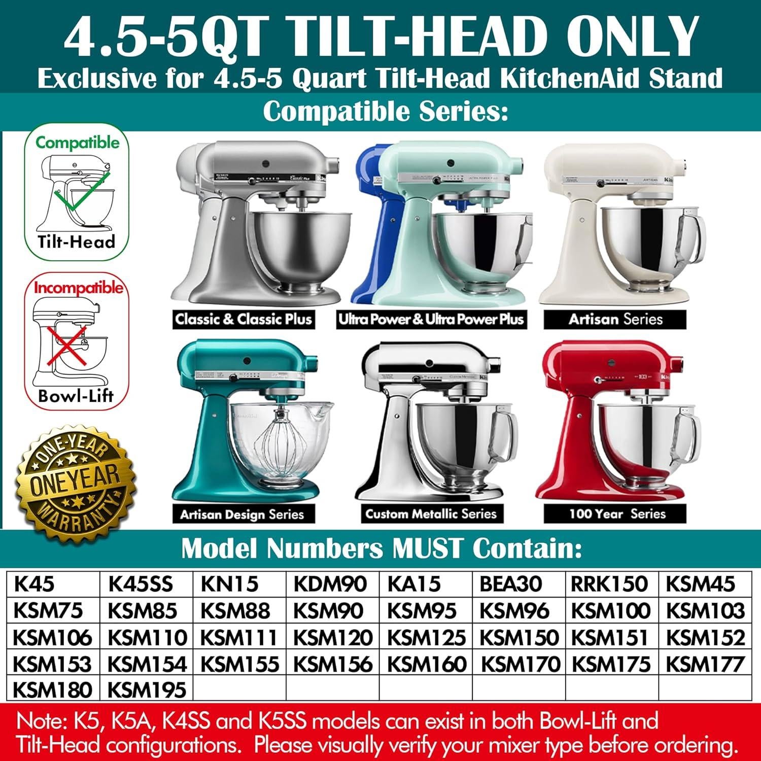 Paleta de Acero Inoxidable KitchenAid 4.5-5 QT - Batidor Plano