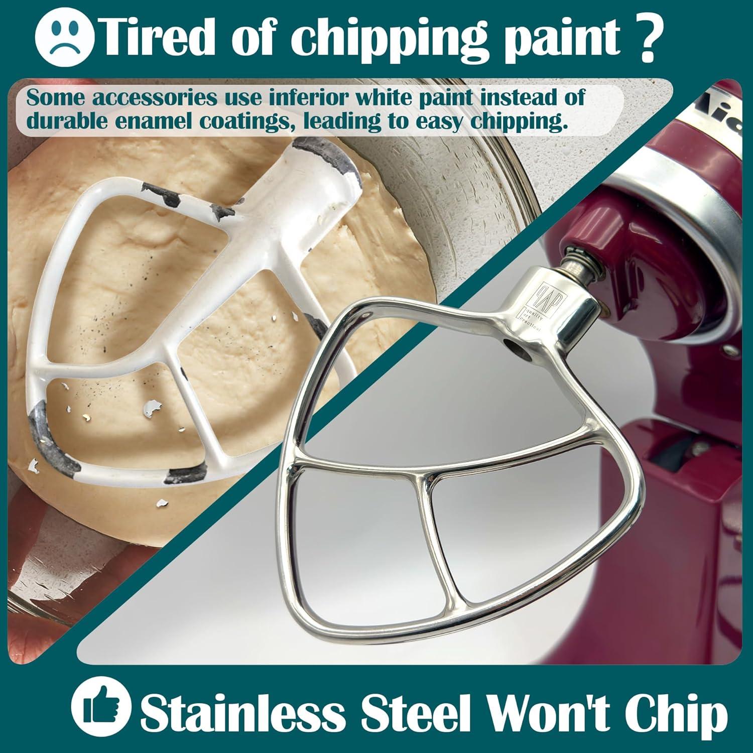 Paleta de Acero Inoxidable KitchenAid 4.5-5 QT - Batidor Plano