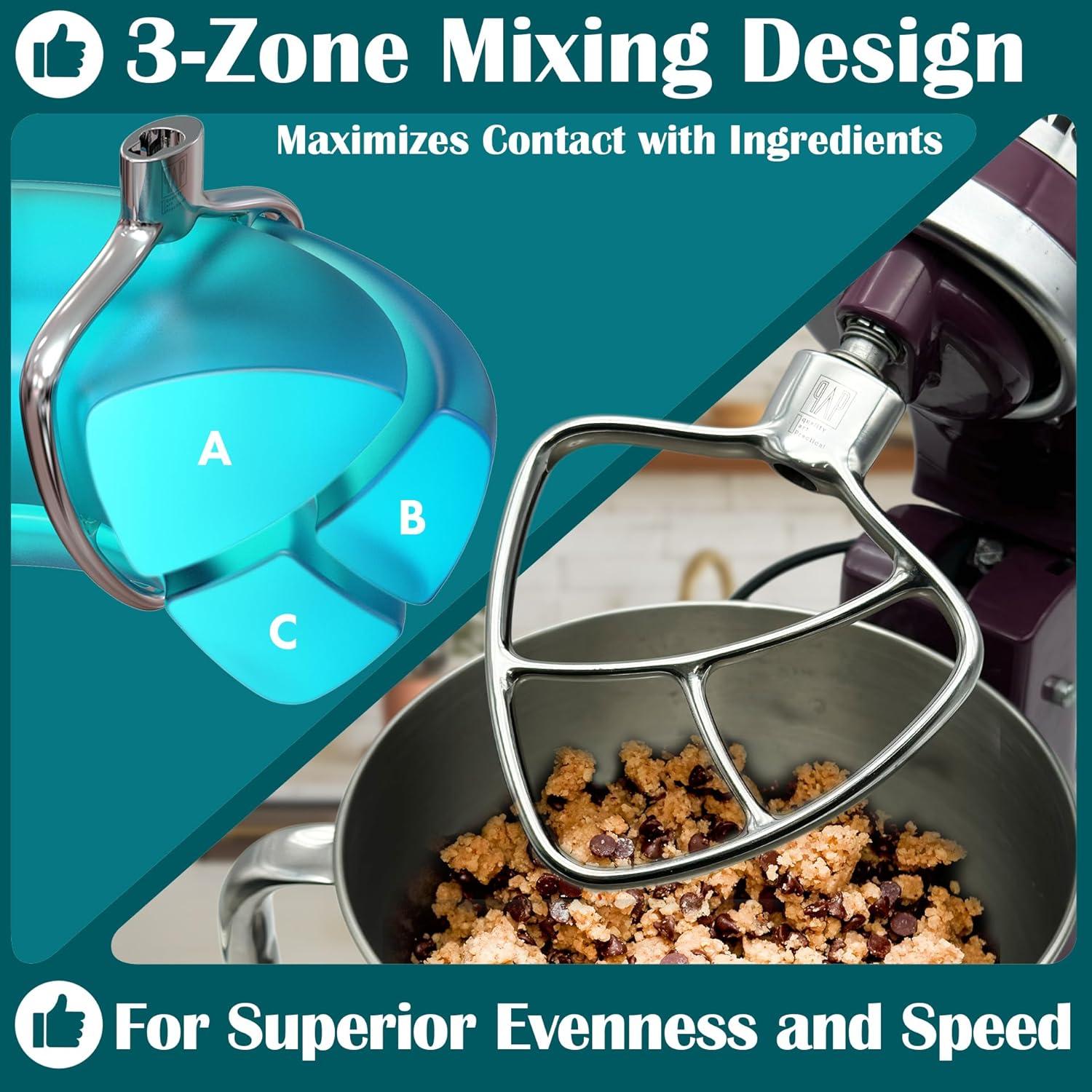 Paleta de Acero Inoxidable KitchenAid 4.5-5 QT - Batidor Plano