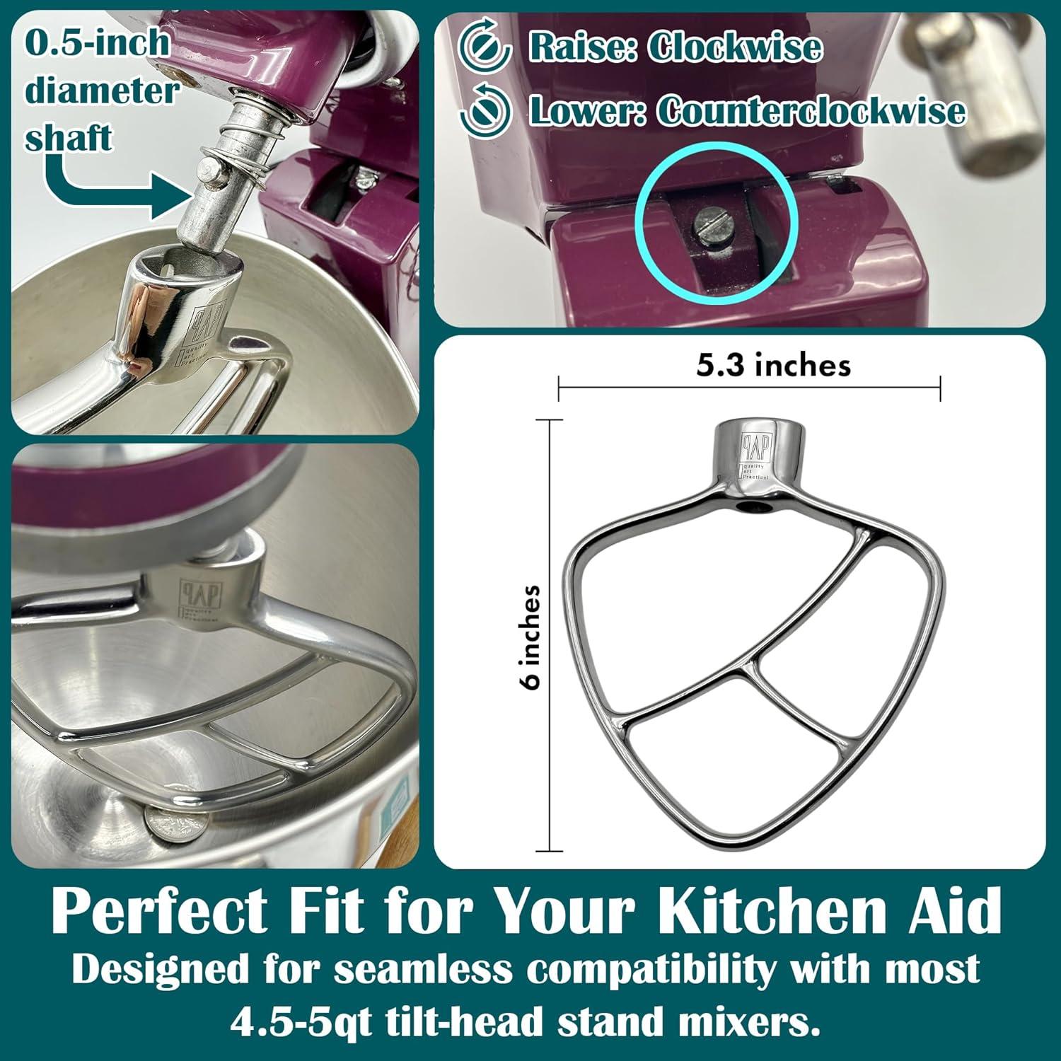 Paleta de Acero Inoxidable KitchenAid 4.5-5 QT - Batidor Plano