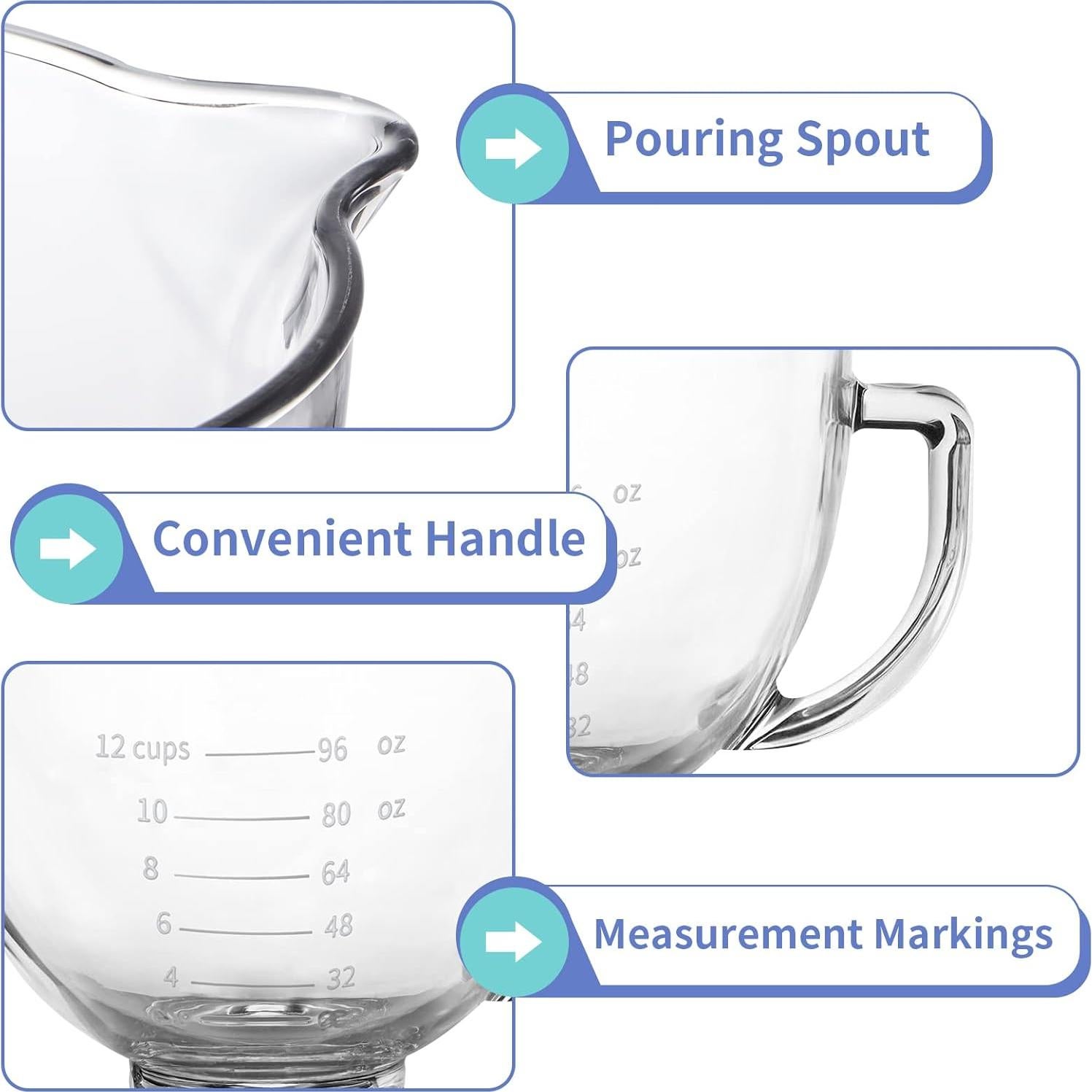 Tazón de Mezcla de Vidrio MOLIGOU 5 Litros Compatible Kitchenaid