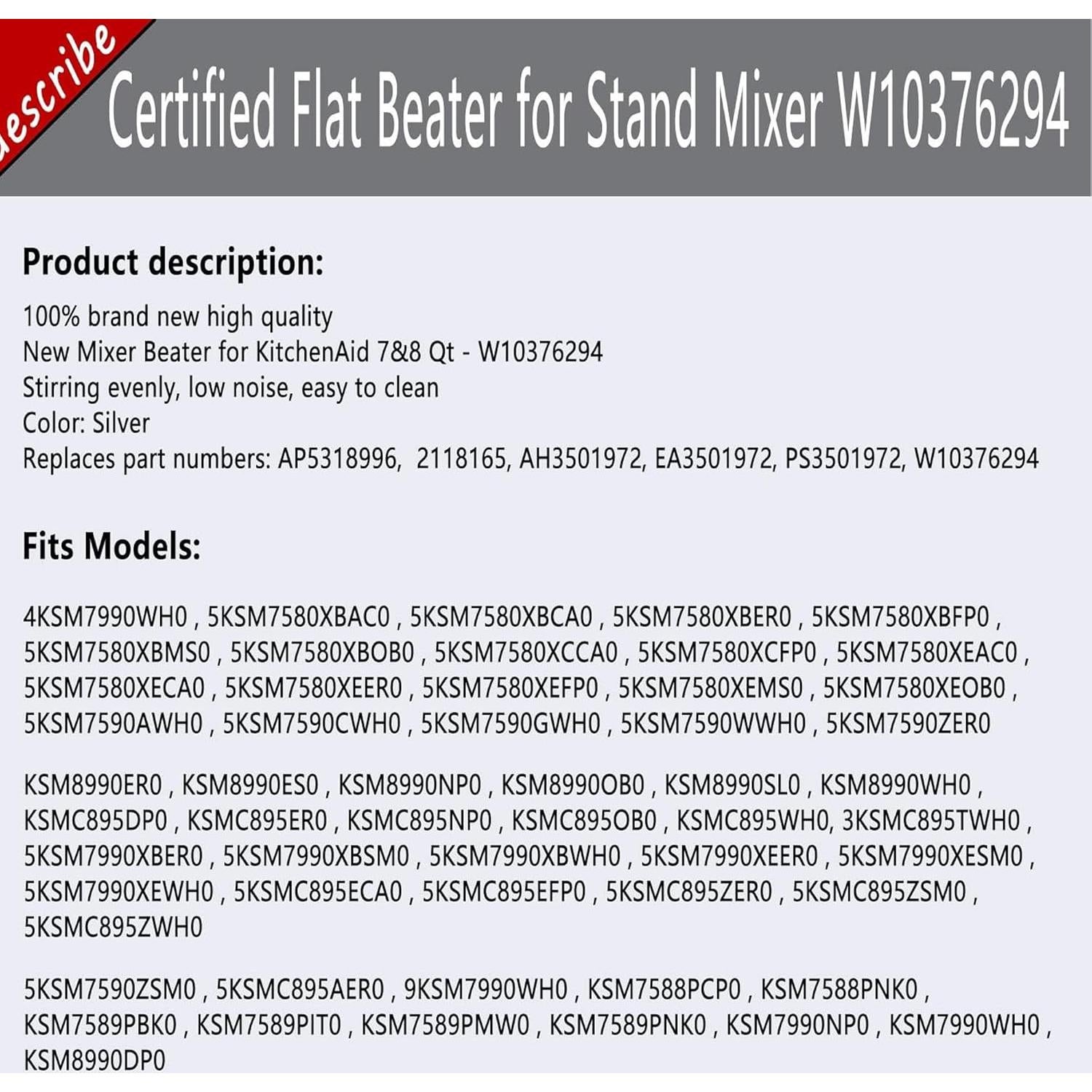 Paleta de Cuchilla Plana Prime&Swift para Batidora Kitchen Aid 8L