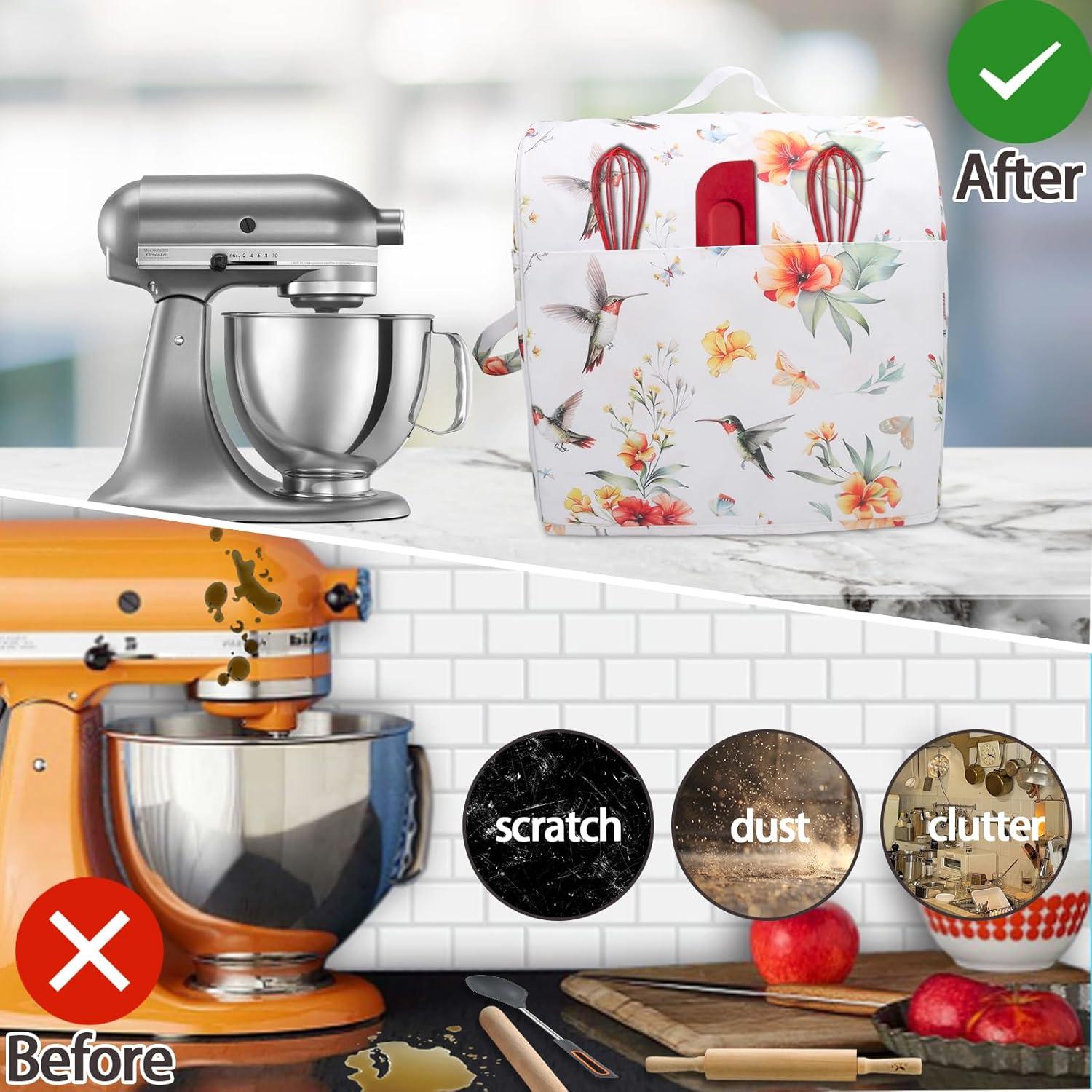 Cubierta de Polvo Kitchen Aid 4.5-5 Qt con Bolsillos Colibrí