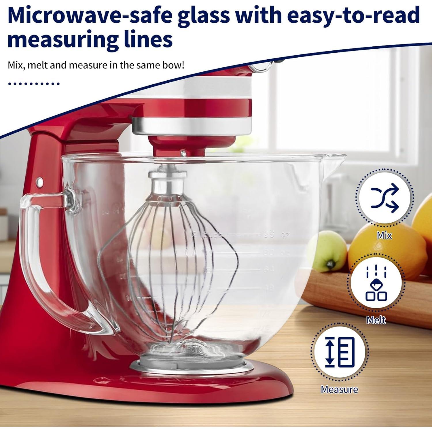 Tazón de Vidrio KitchenAid 5 Cuartos con Marcas de Medición