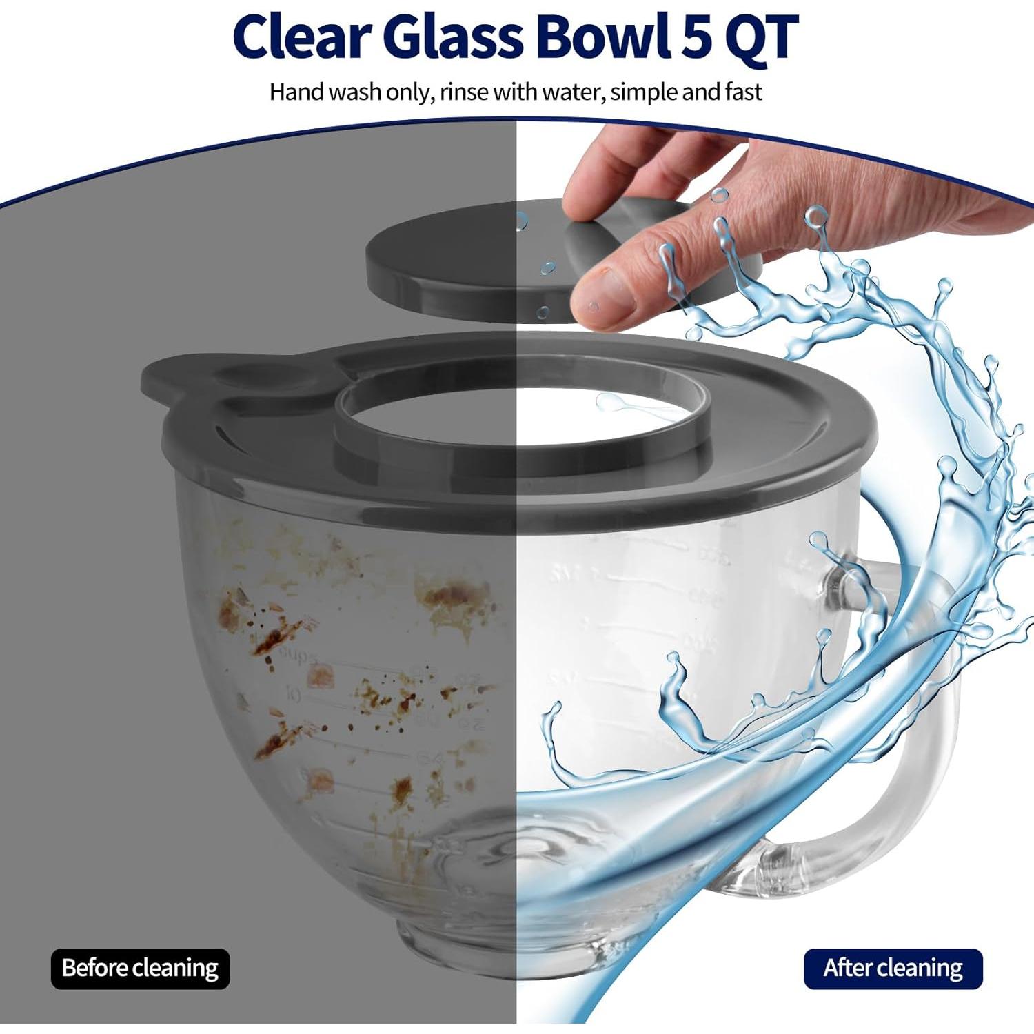 Tazón de Vidrio KitchenAid 5 Cuartos con Marcas de Medición