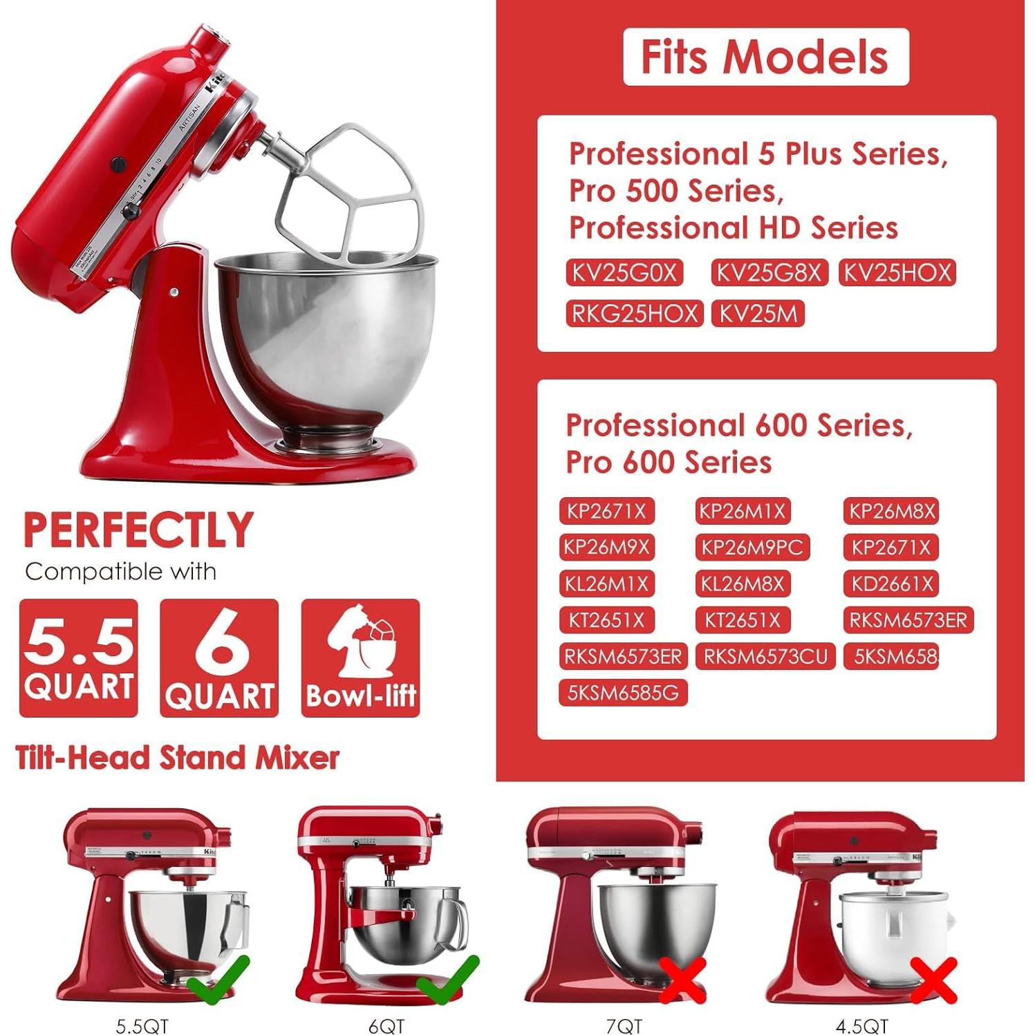 Kit de 3 Accesorios de Acero Inoxidable KitchenAid 5.5-6QT