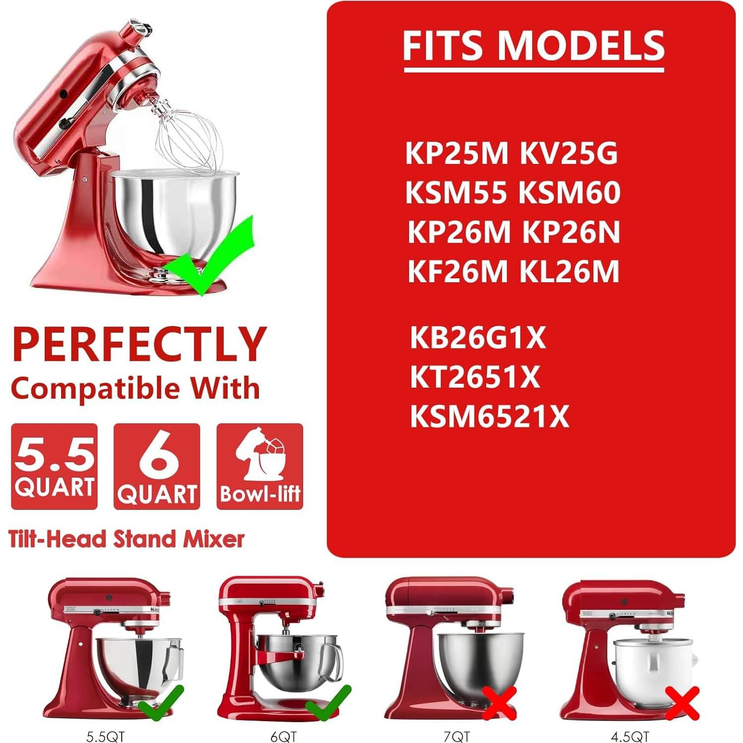 Kit de 3 Accesorios de Acero Inoxidable KitchenAid 5.5-6QT
