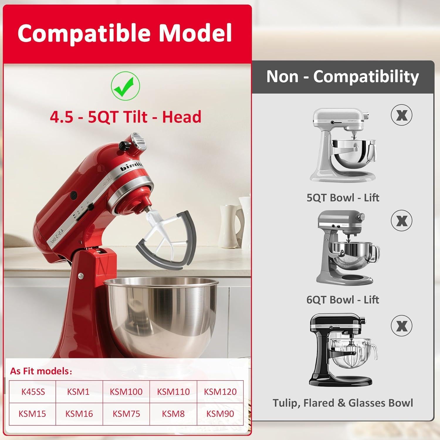 Batidor Flex Edge KitchenAid 4.5/5 Qt Gris - Silicona Auto-Raspadora