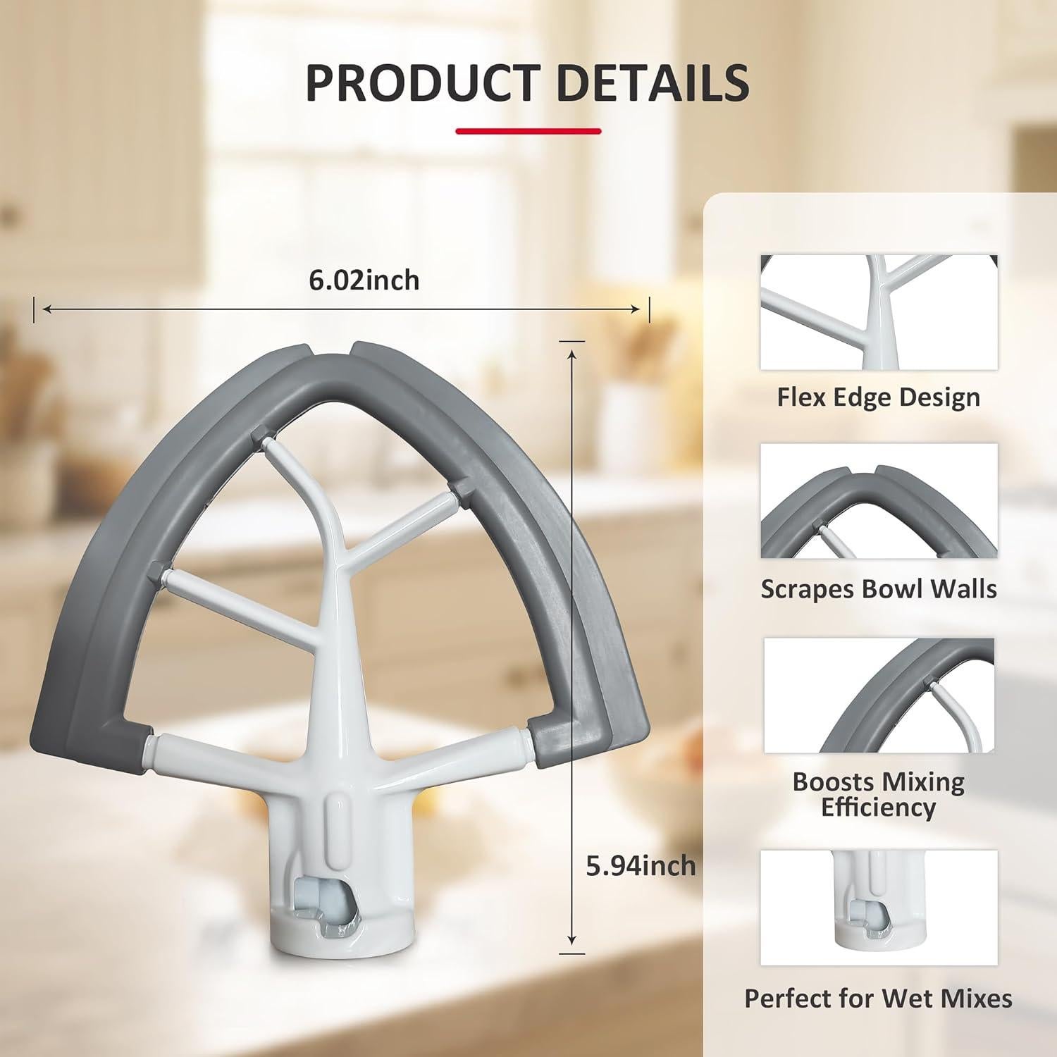 Batidor Flex Edge KitchenAid 4.5/5 Qt Gris - Silicona Auto-Raspadora