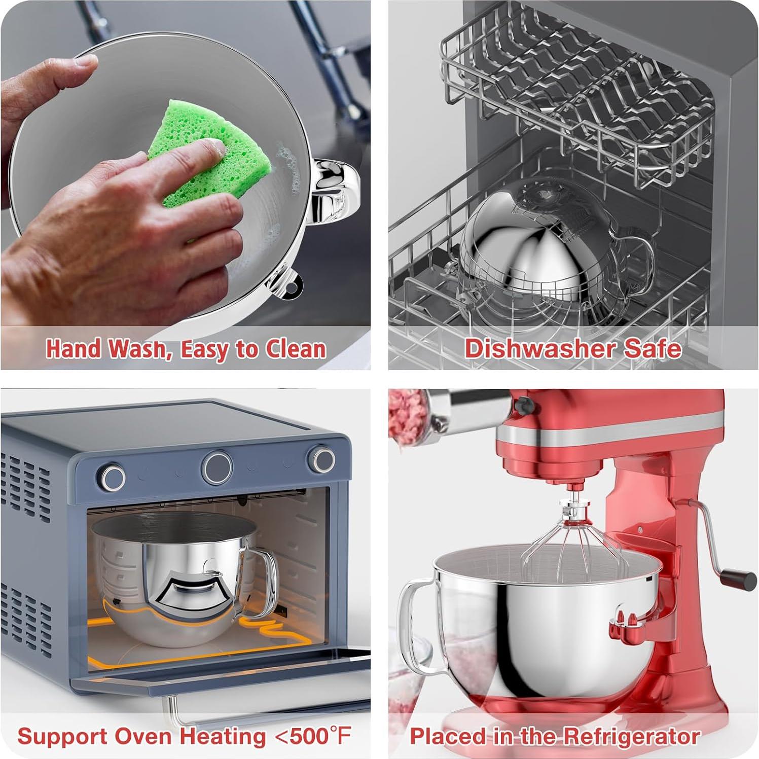 Tazón de Mezcla Acero Inoxidable 7L XINCAN para Kitchenaid