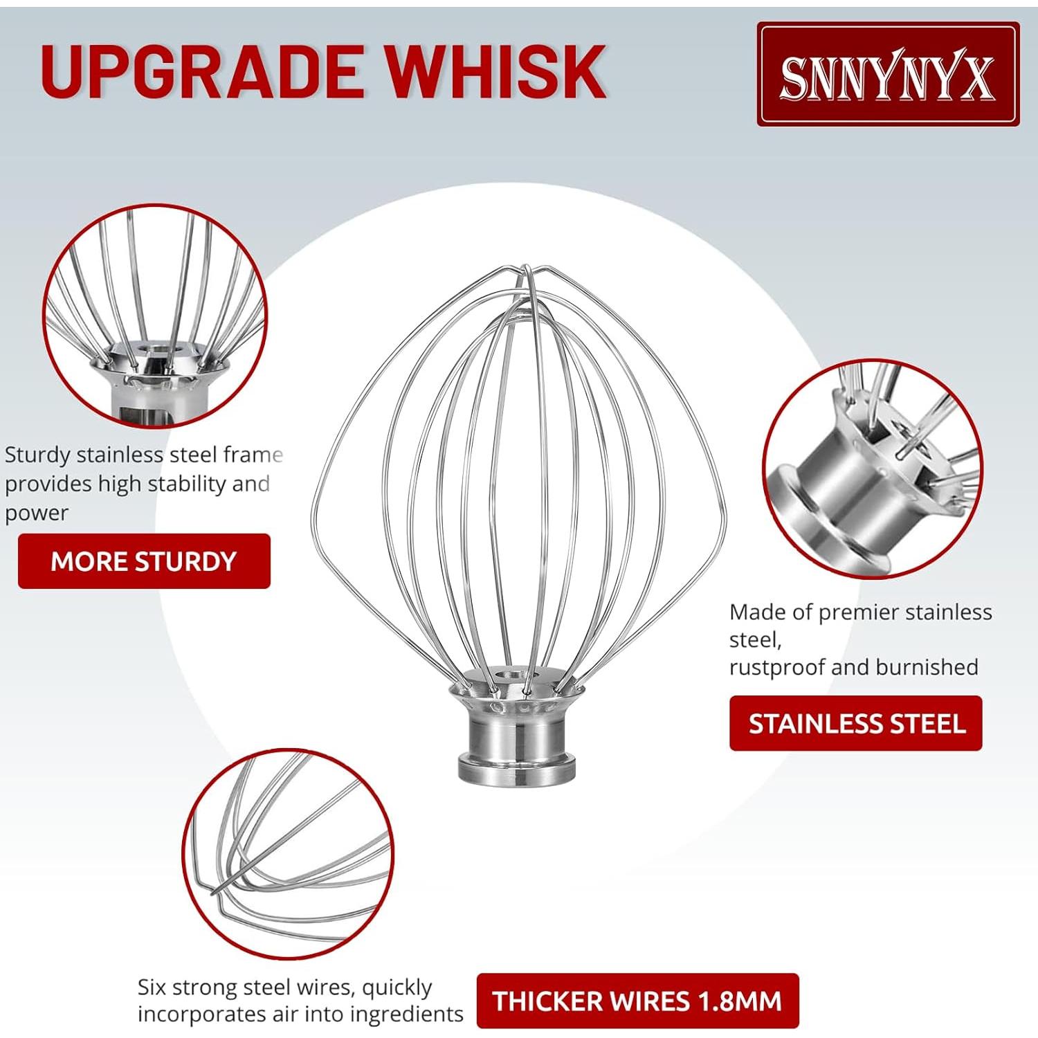 Batidor de Alambre Acero Inoxidable SnnyNyx para KitchenAid 4.5-5QT
