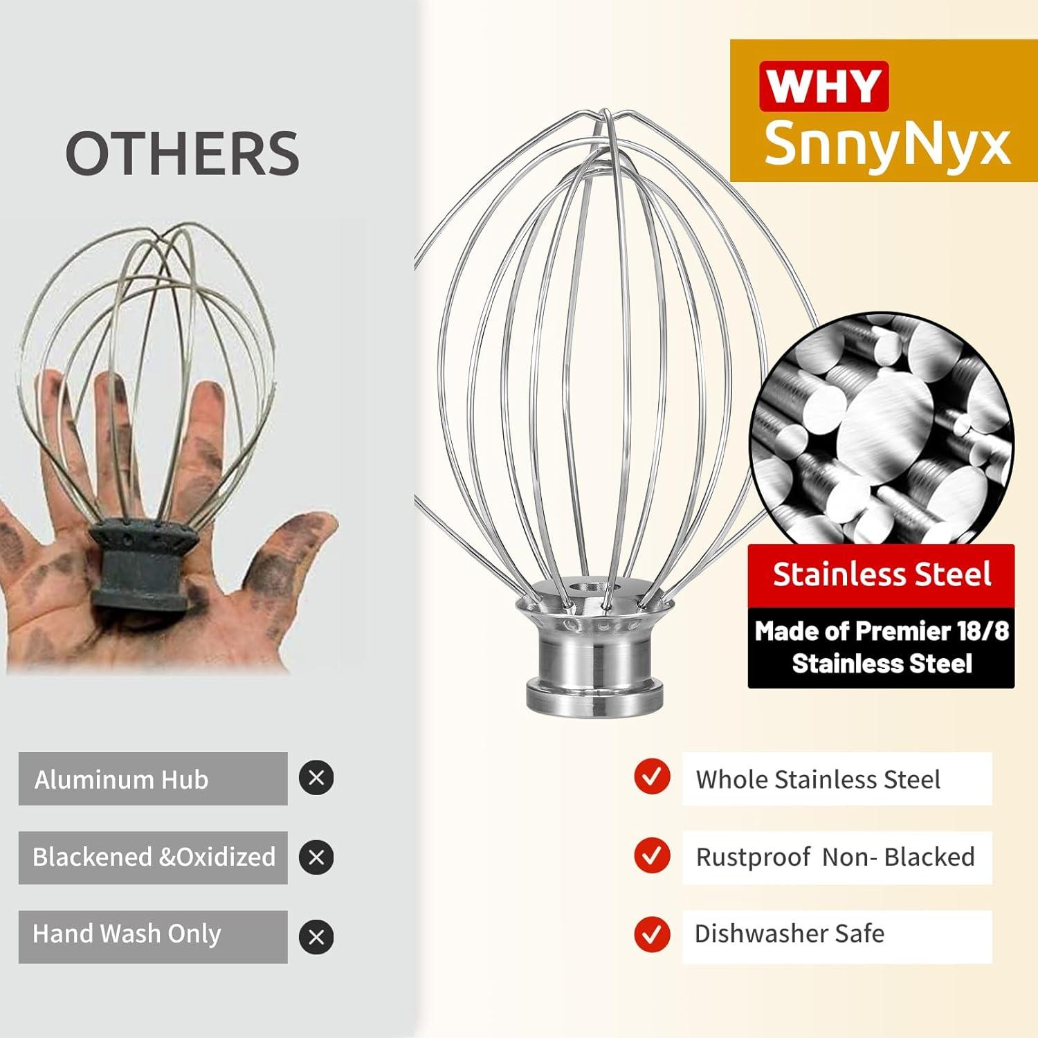 Batidor de Alambre Acero Inoxidable SnnyNyx para KitchenAid 4.5-5QT