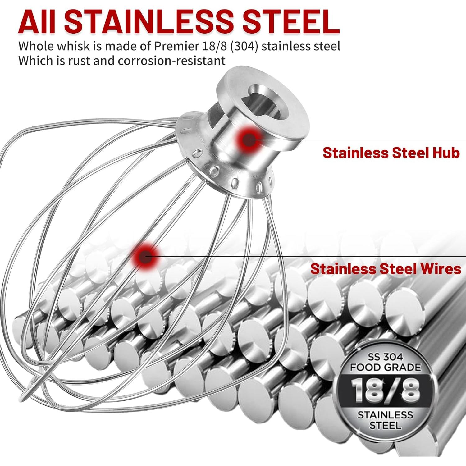 Batidor de Alambre Acero Inoxidable SnnyNyx para KitchenAid 4.5-5QT