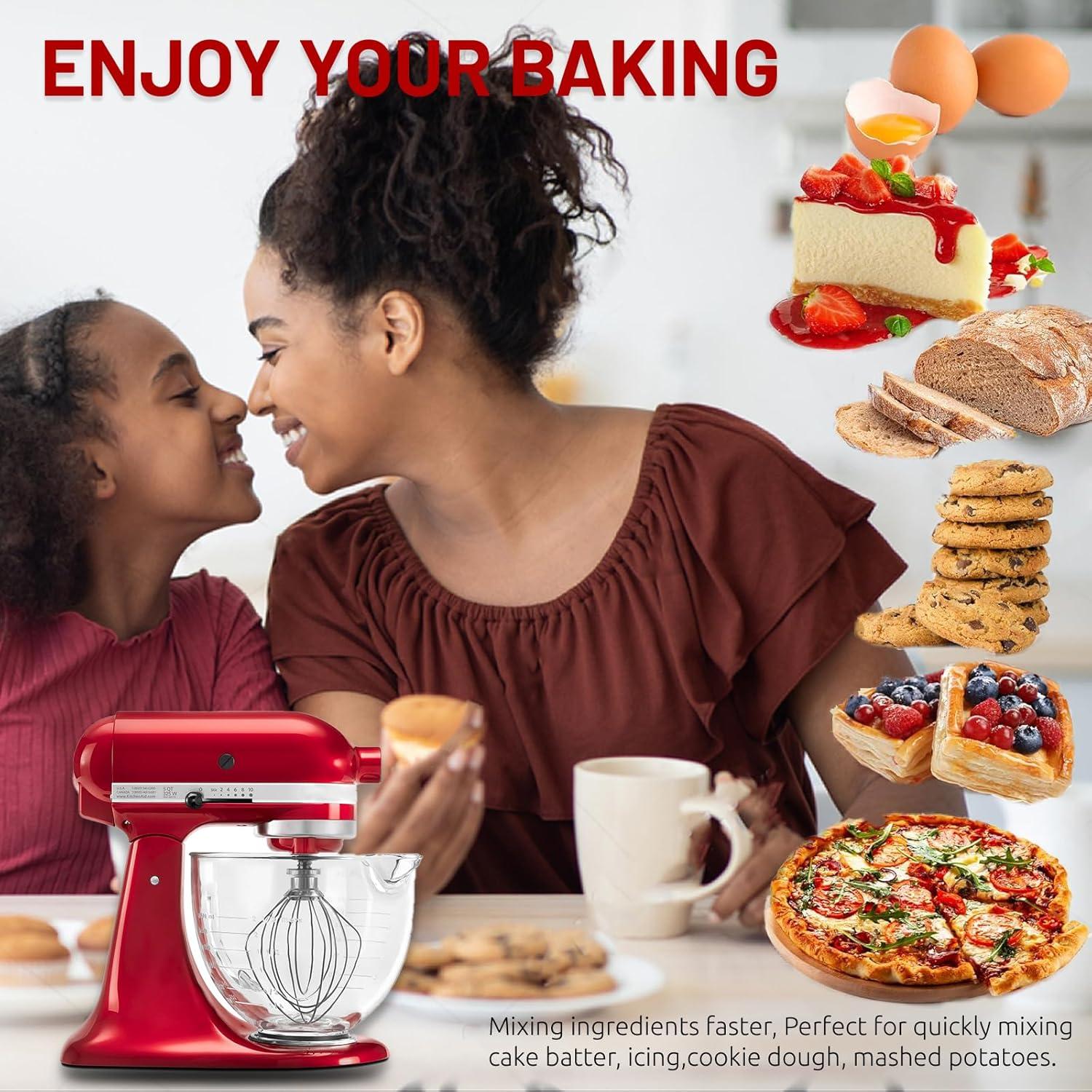 Batidor de Alambre Acero Inoxidable SnnyNyx para KitchenAid 4.5-5QT