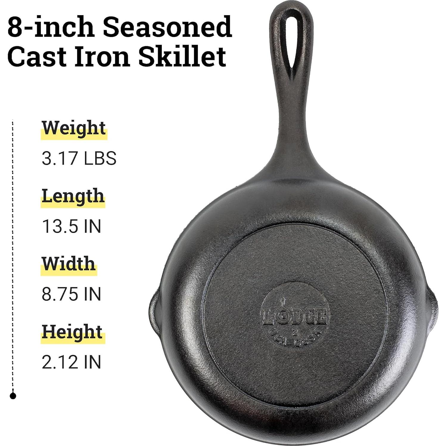 Sartén de Hierro Fundido Lodge 8" Antiadherente - Modelo LC8SK