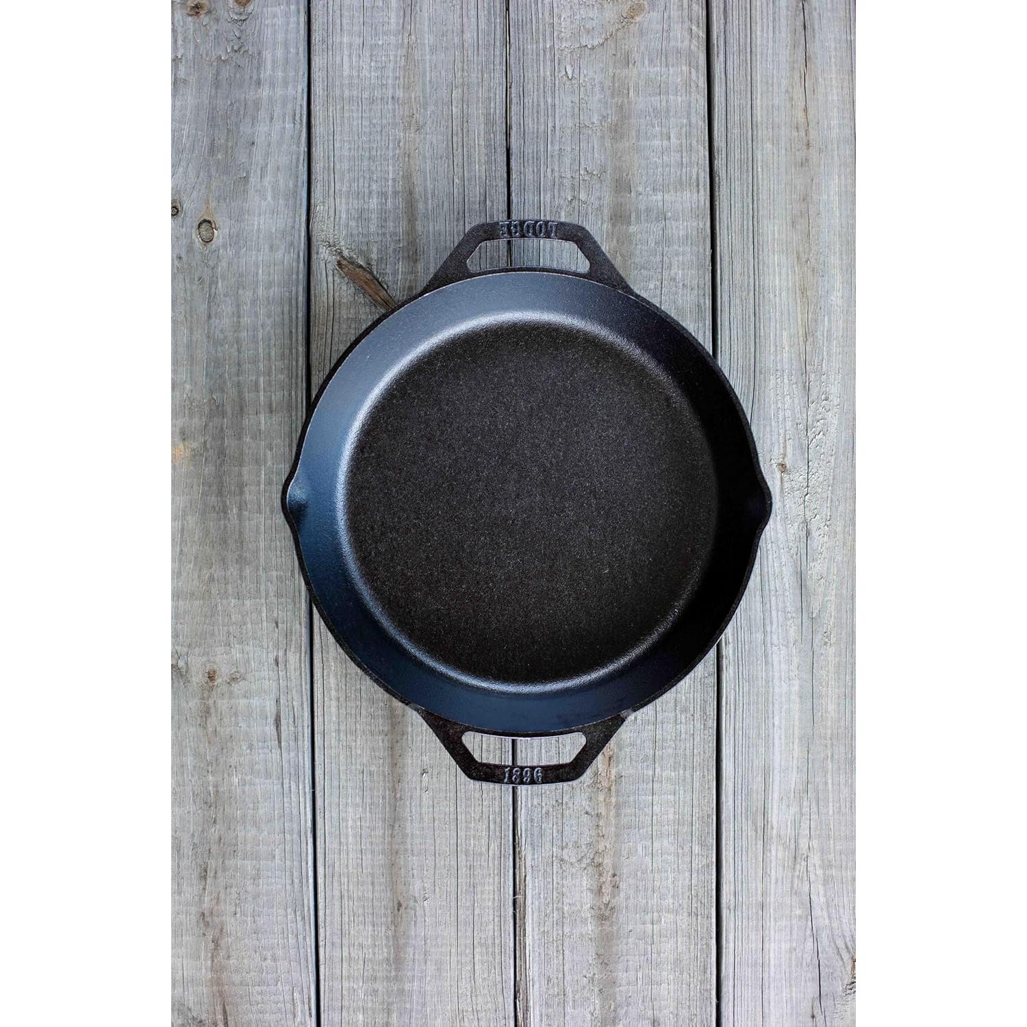 Sartén de Hierro Fundido Lodge 30.48 cm - Doble Mango - Negro