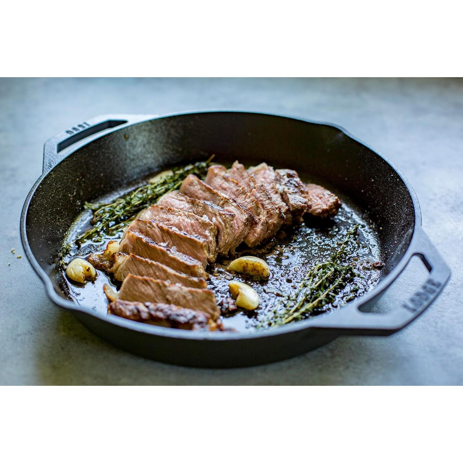 Sartén de Hierro Fundido Lodge 30.48 cm - Doble Mango - Negro