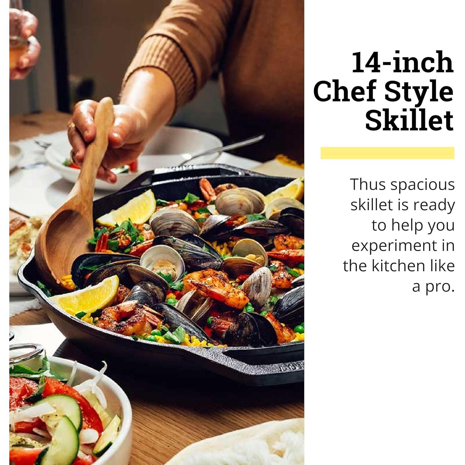 Sartén de Hierro Fundido Lodge 35.56 cm con Asas Duales