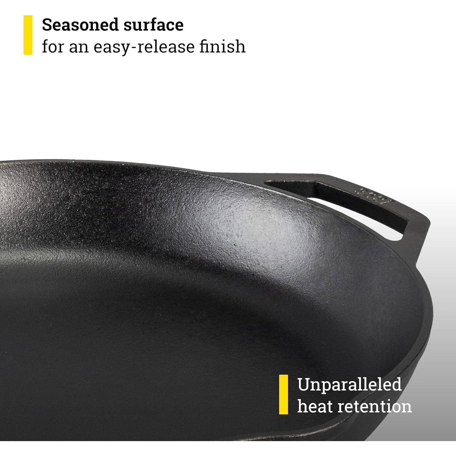 Sartén de Hierro Fundido Lodge 35.56 cm con Asas Duales