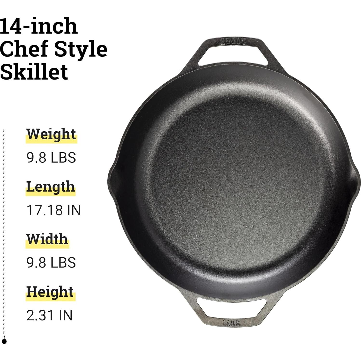 Sartén de Hierro Fundido Lodge 35.56 cm con Asas Duales