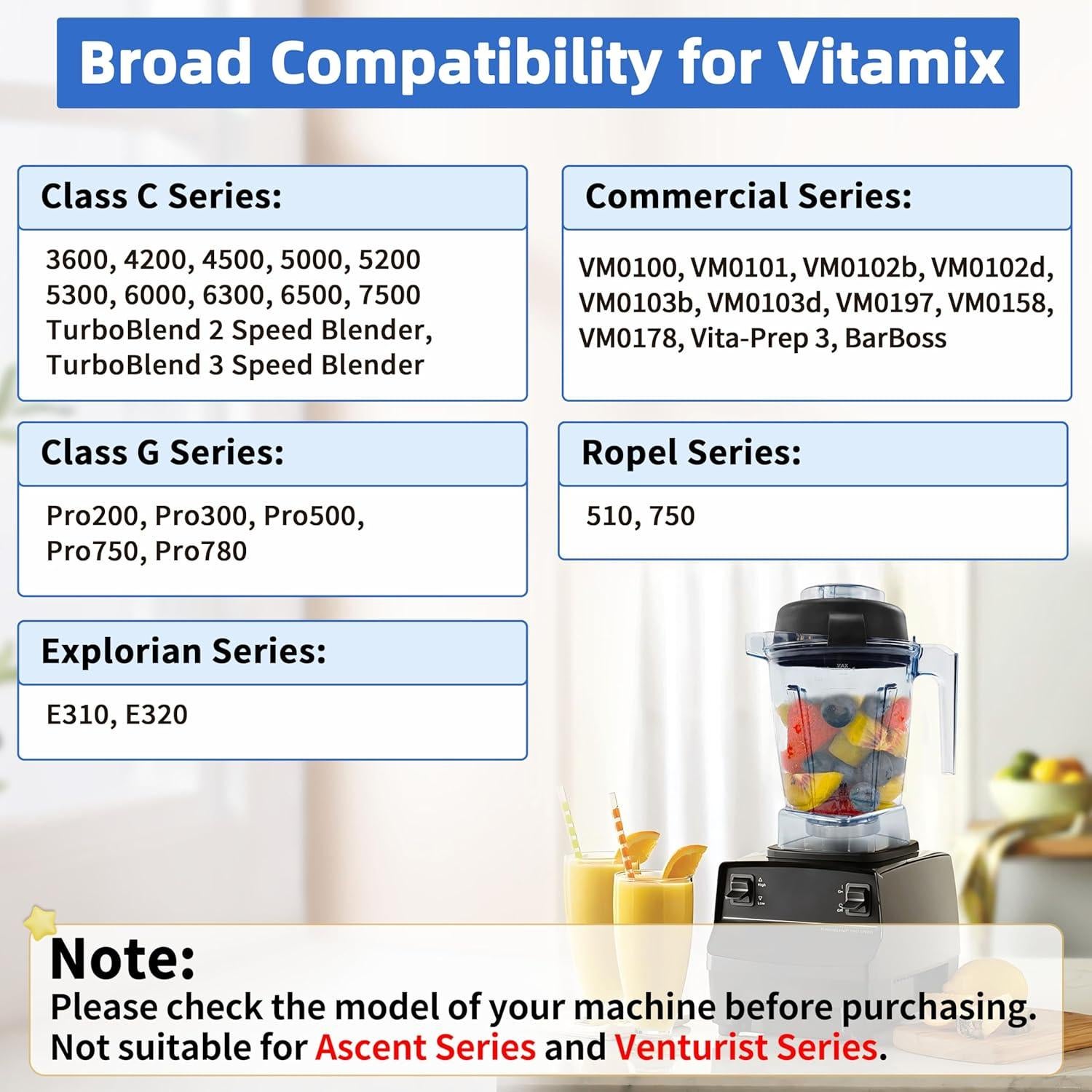 Jarra de Mezcla 1.4L Zemuquan para Vitamix 5000 5200 6300