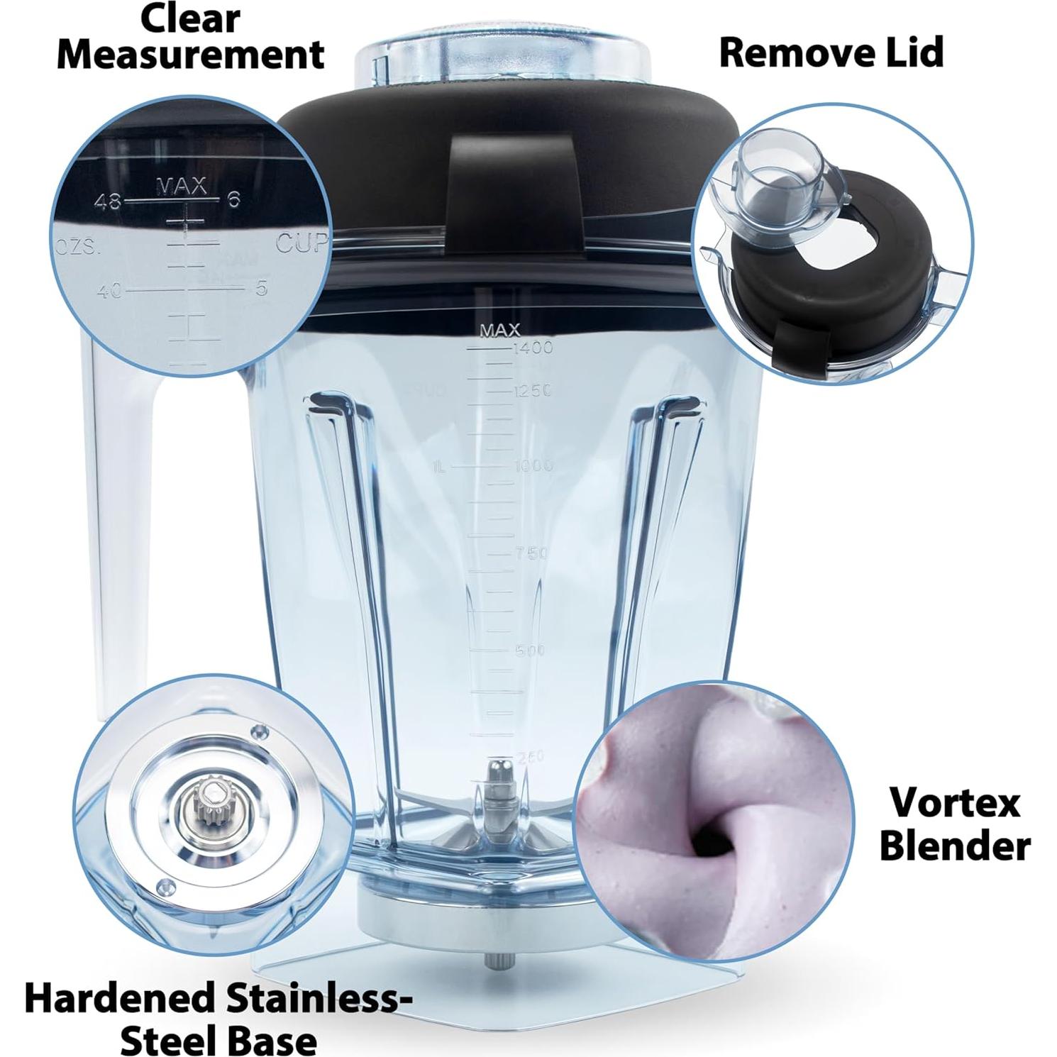 Jarra de Mezcla 1.4L Zemuquan para Vitamix 5000 5200 6300