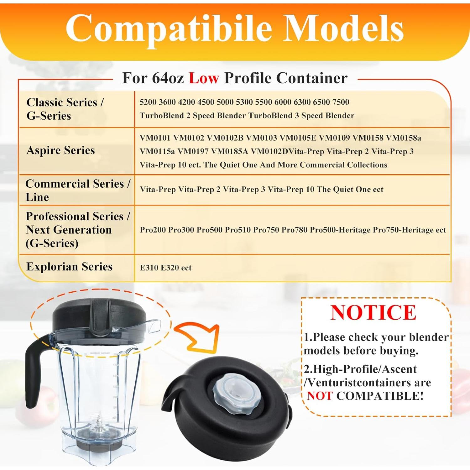 Tapa de Reemplazo para Vitamix 64 oz Senlee - Libre de BPA