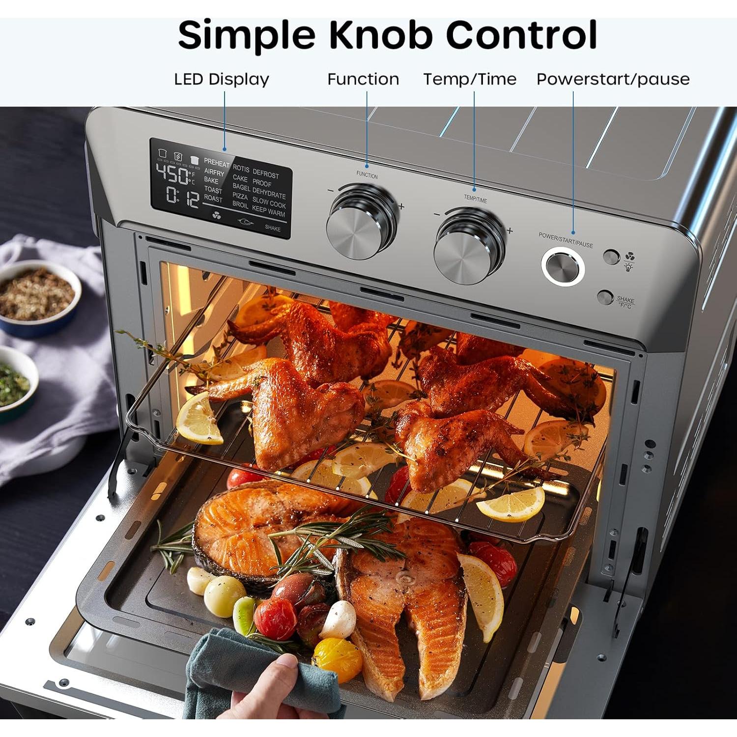 Freidora de Aire ECOWELL 26.4QT 15 en 1 Acero Inoxidable