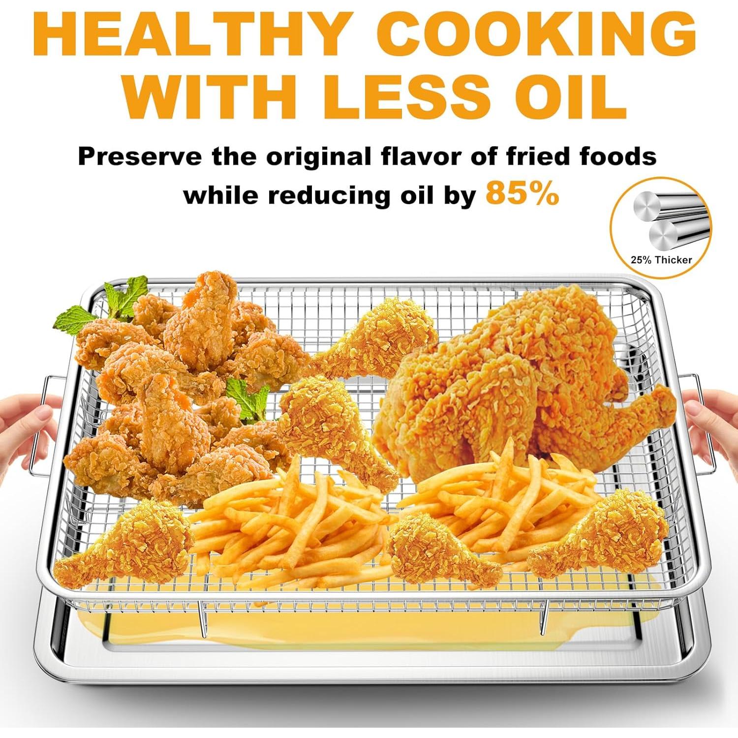 Juego de 2 Cestas de Freidora de Aire DONGULI 40x30cm Acero Inoxidable