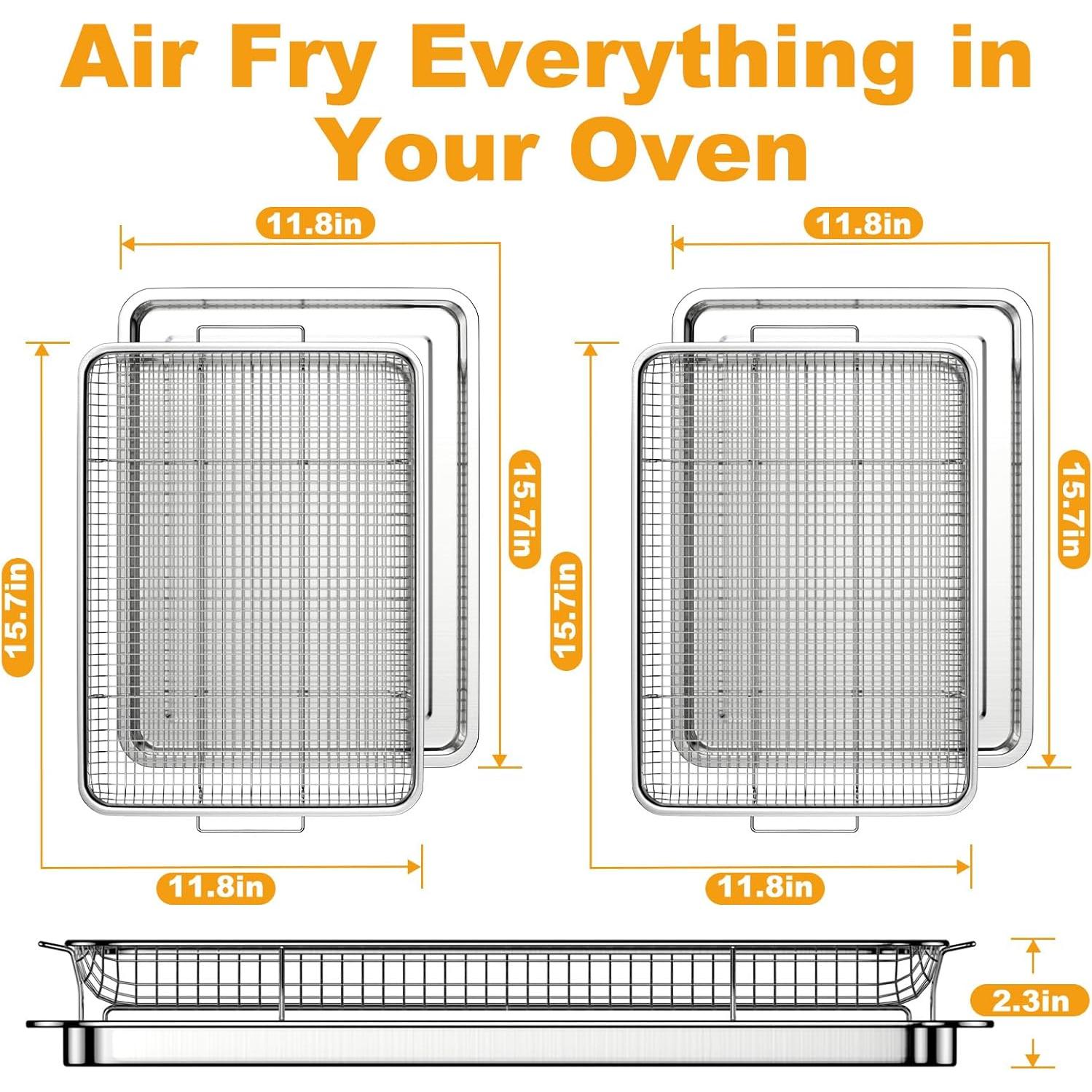 Juego de 2 Cestas de Freidora de Aire DONGULI 40x30cm Acero Inoxidable