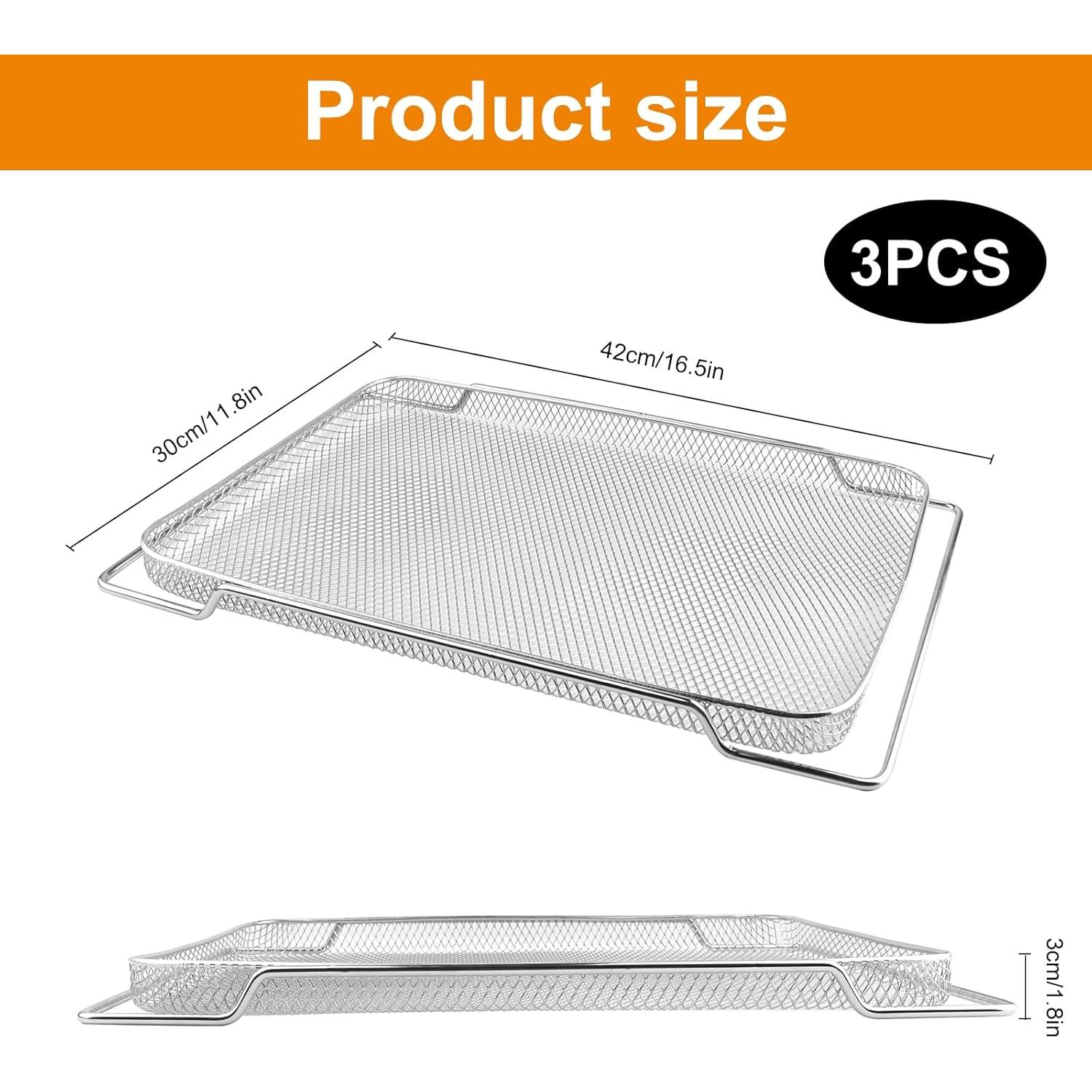 3 Canastas de Freidora de Aire Sopoloray 42 cm x 30 cm Acero Inoxidable