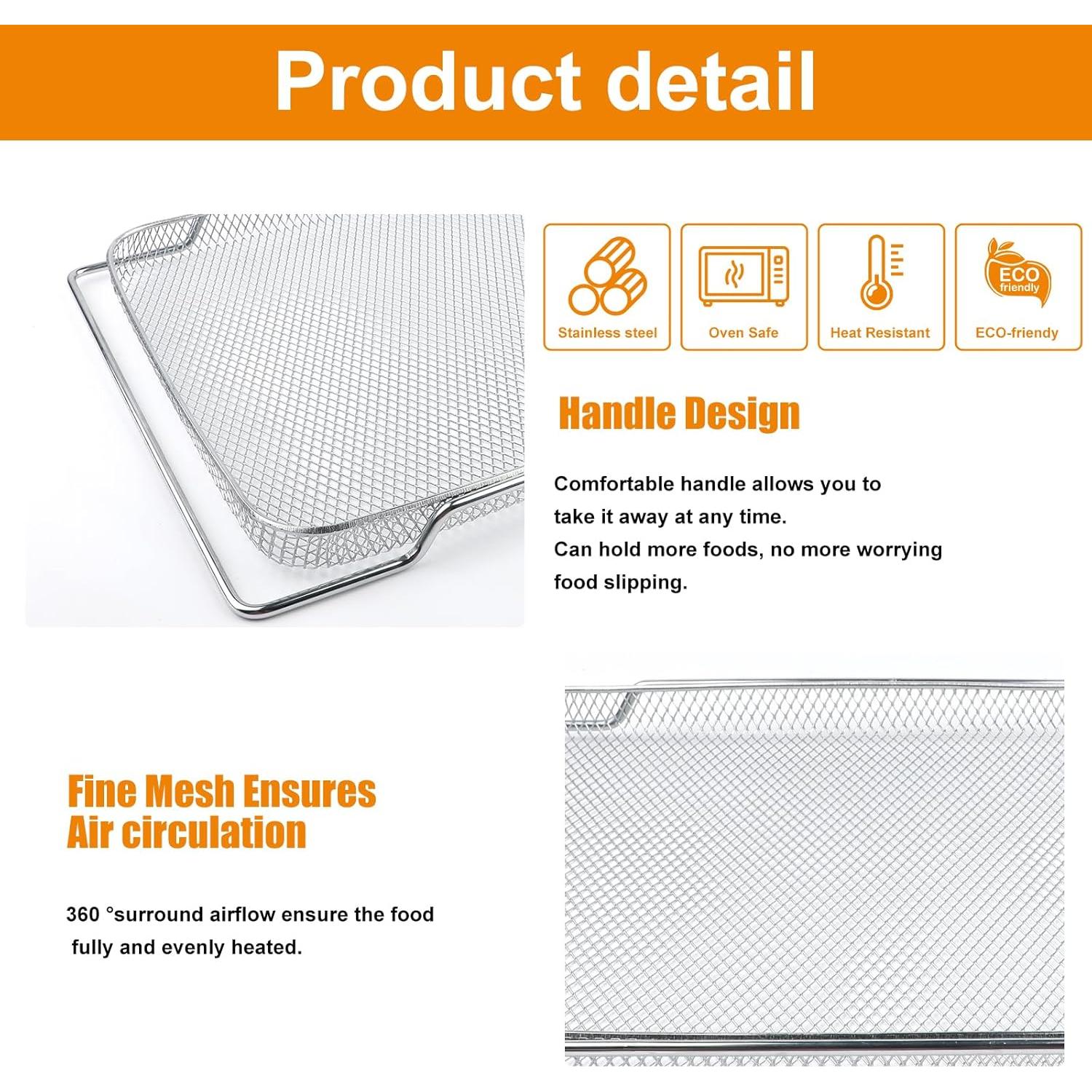 3 Canastas de Freidora de Aire Sopoloray 42 cm x 30 cm Acero Inoxidable