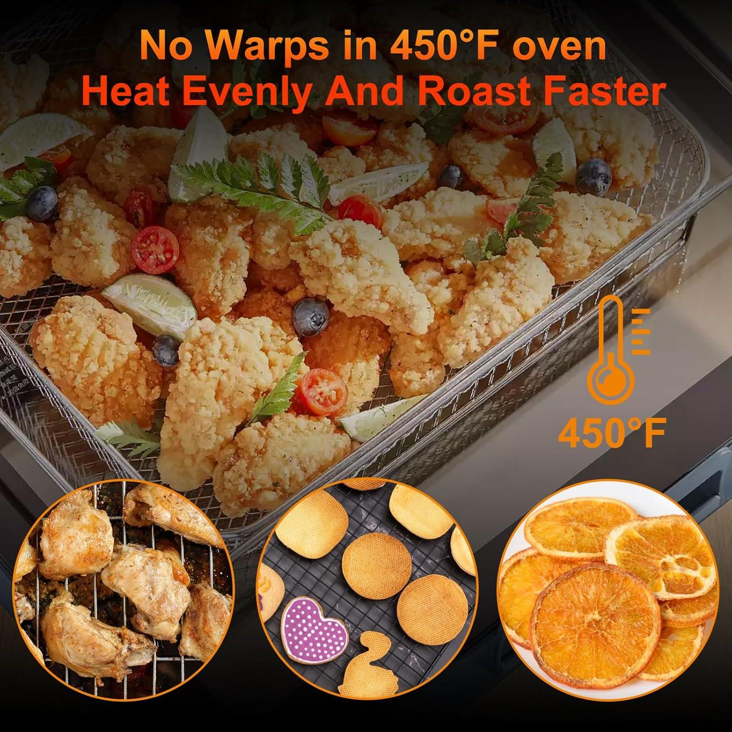 3 Canastas de Freidora de Aire Sopoloray 42 cm x 30 cm Acero Inoxidable